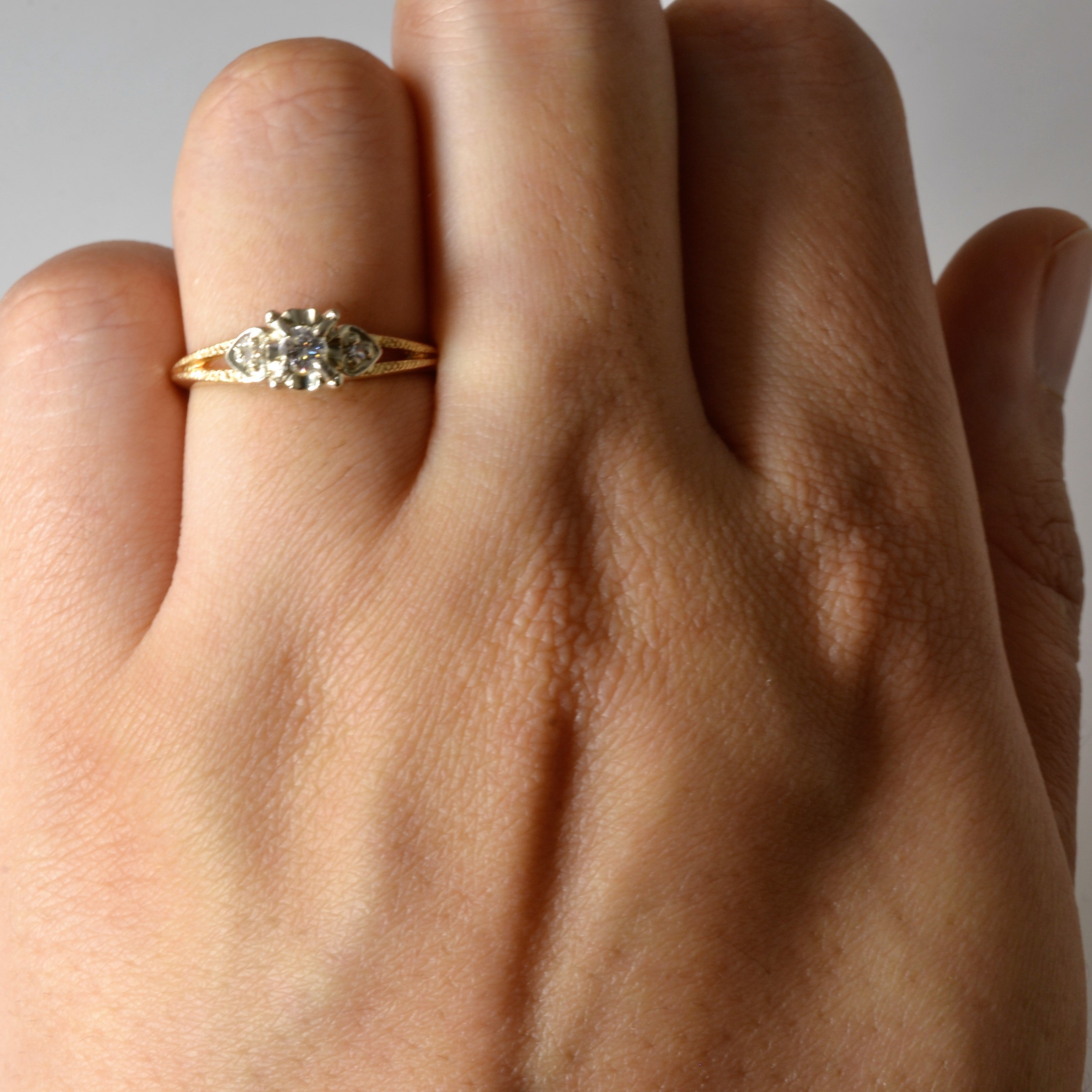 Heart Detailed Three Stone Diamond Ring | 0.12ctw | SZ 5.75 |