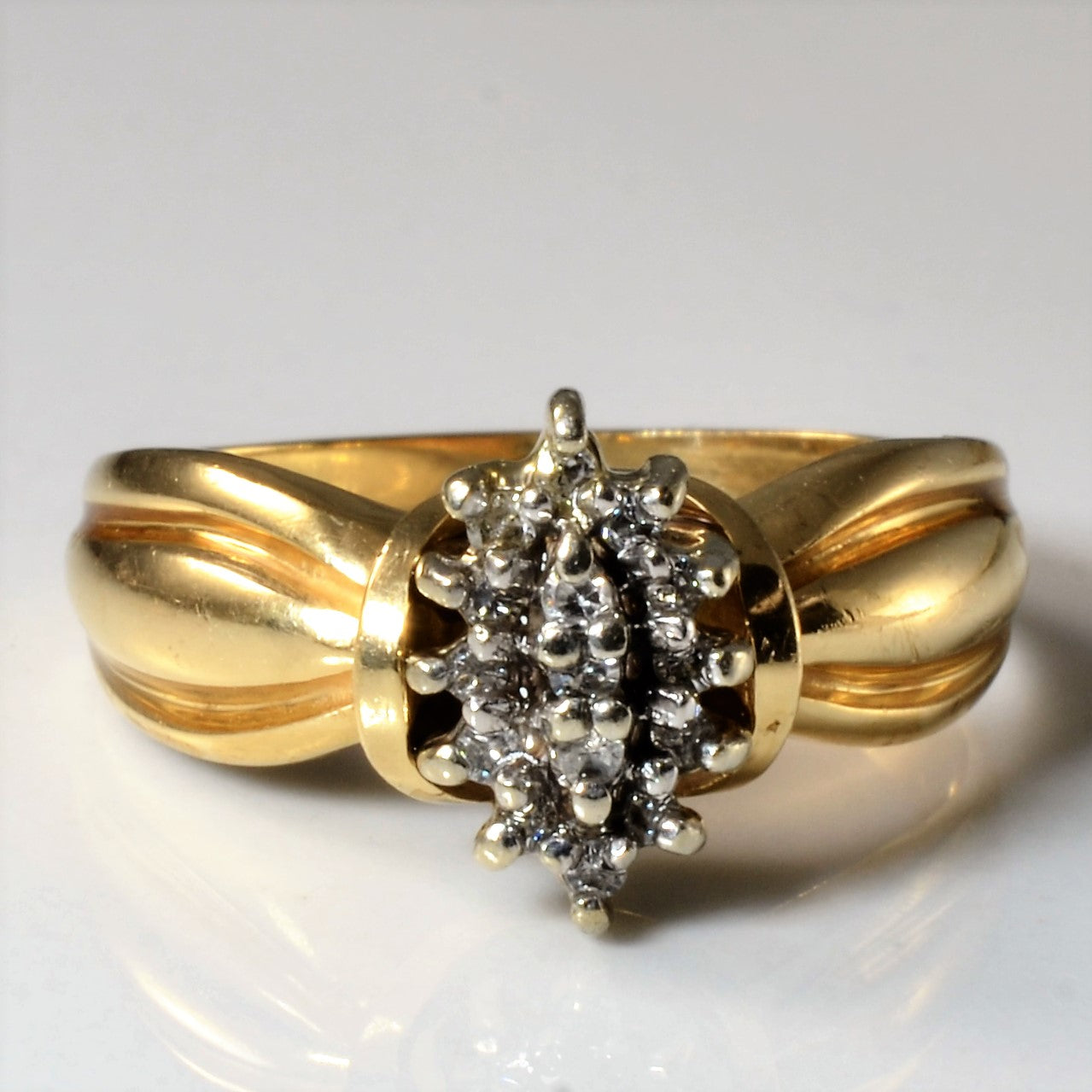 Marquise Shaped Diamond Cluster Ring | 0.08ctw | SZ 7.25 |