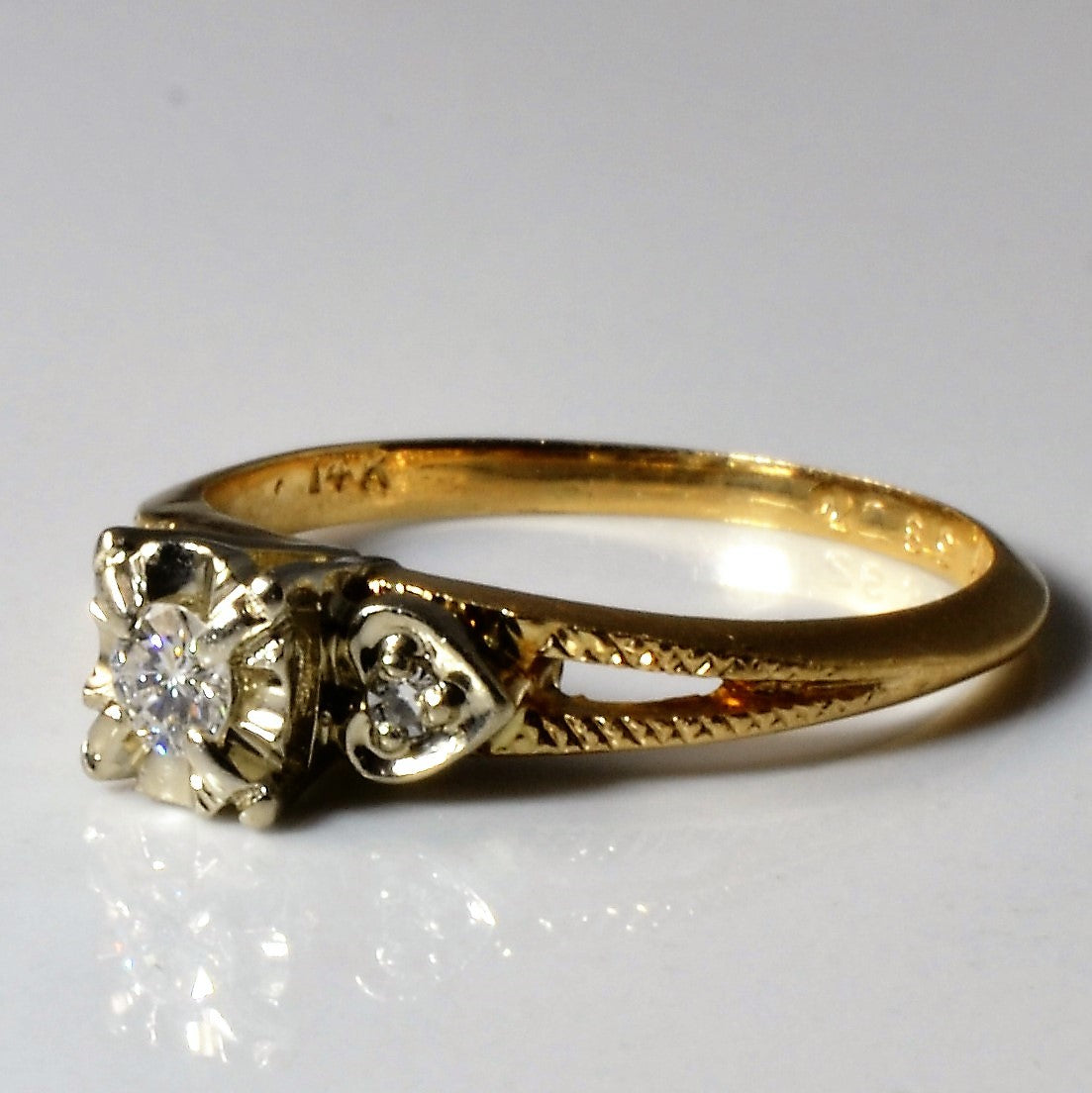 Heart Detailed Three Stone Diamond Ring | 0.12ctw | SZ 5.75 |