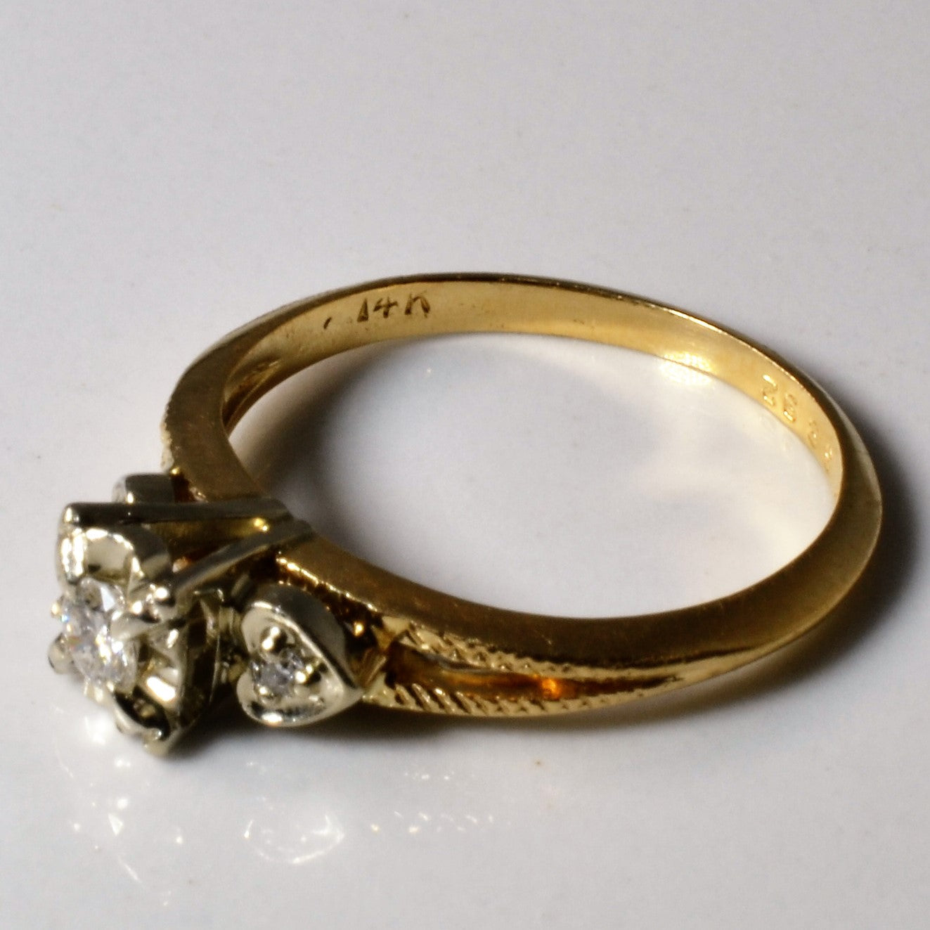 Heart Detailed Three Stone Diamond Ring | 0.12ctw | SZ 5.75 |