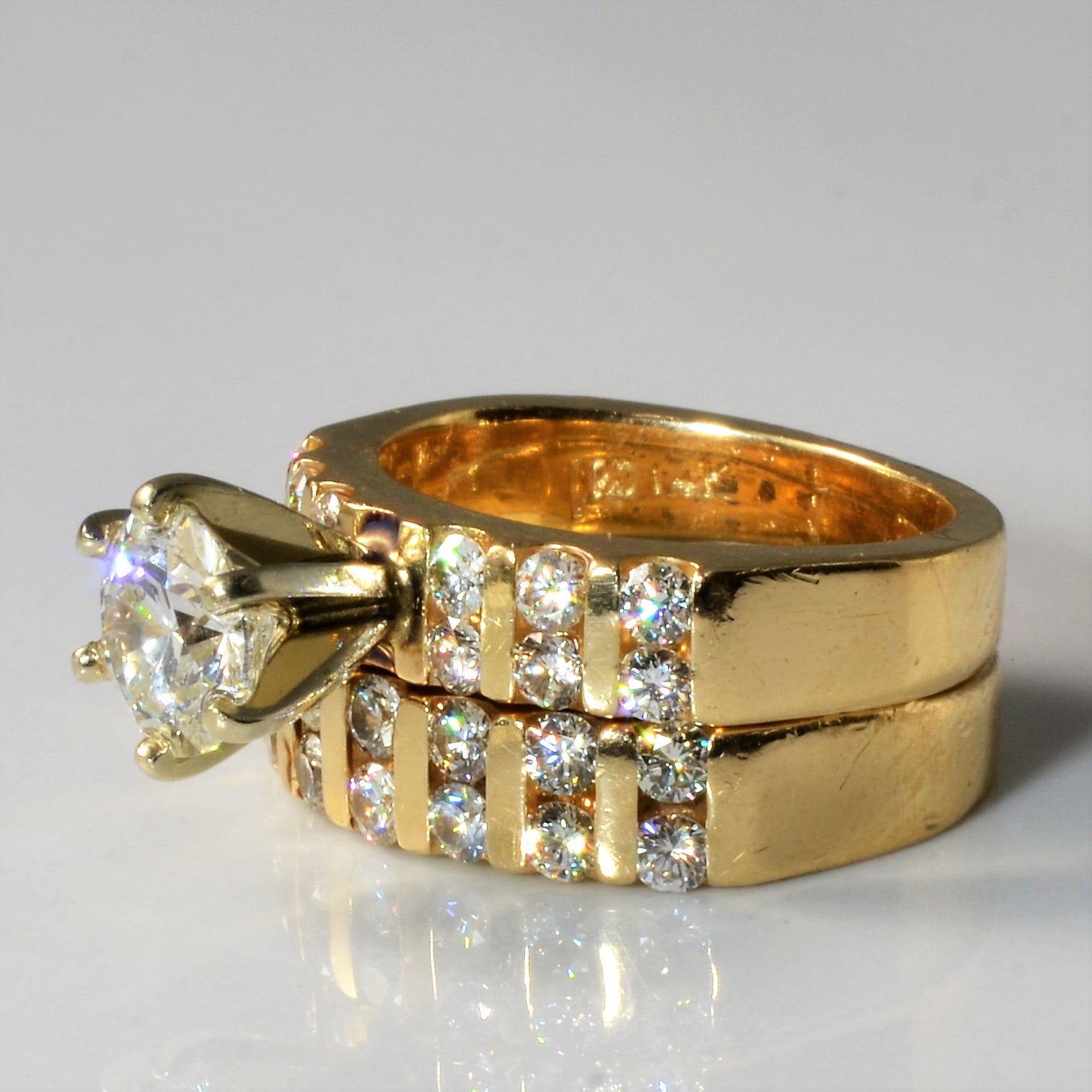 Vertical Channel Diamond Wedding Set | 1.70ctw | SZ 3.75 |