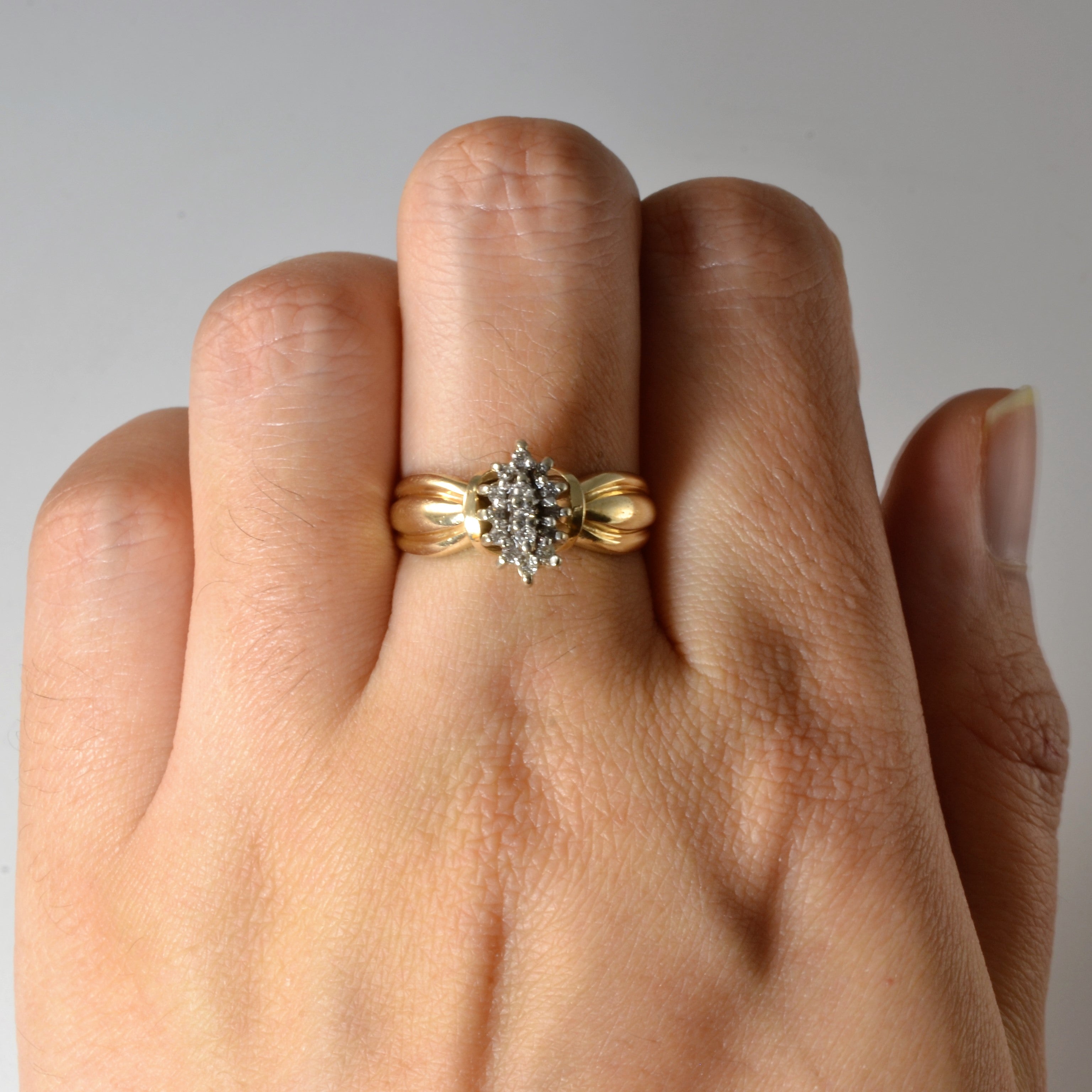 Marquise Shaped Diamond Cluster Ring | 0.08ctw | SZ 7.25 |