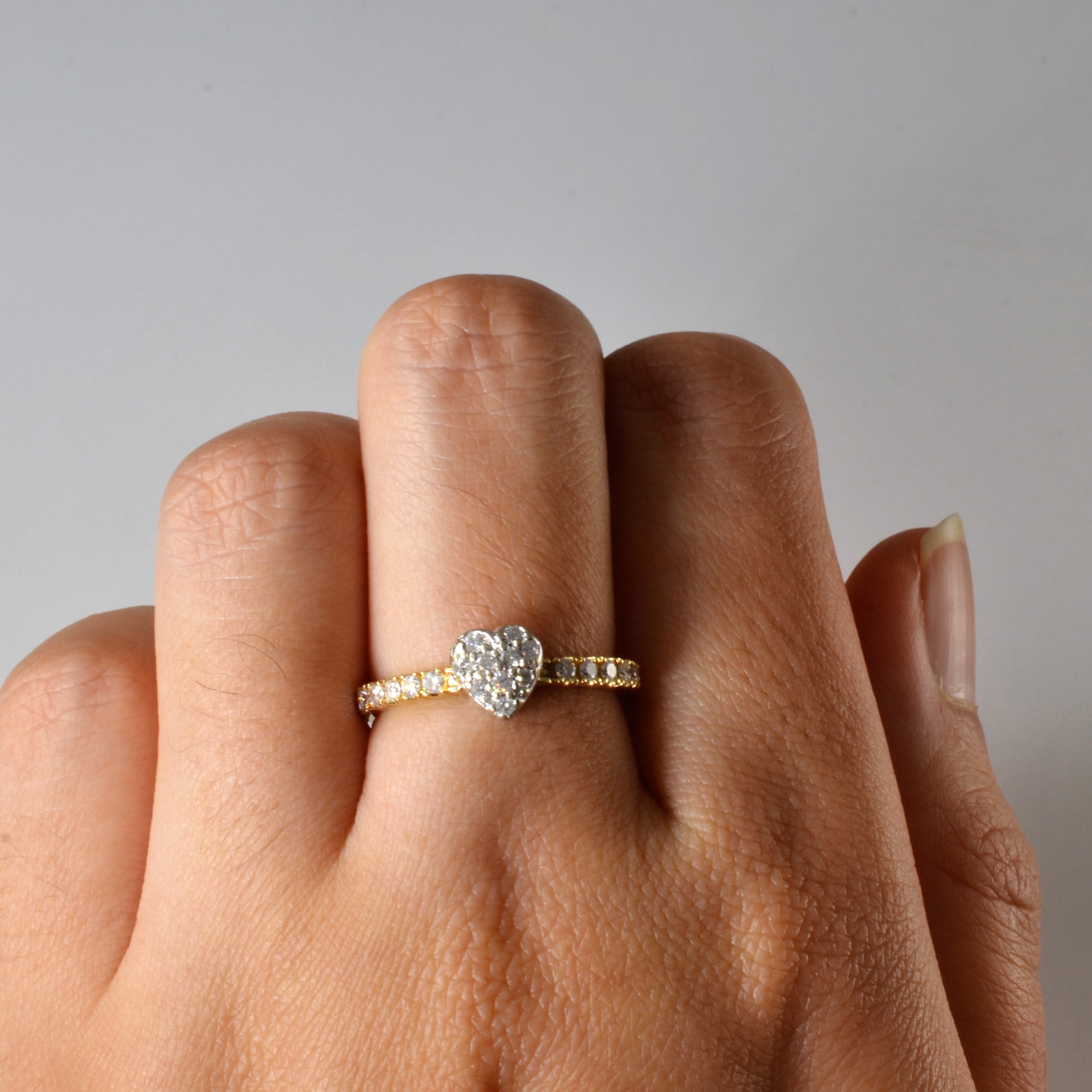Pave Diamond Heart Promise Ring | 0.33ctw | SZ 6.75 |