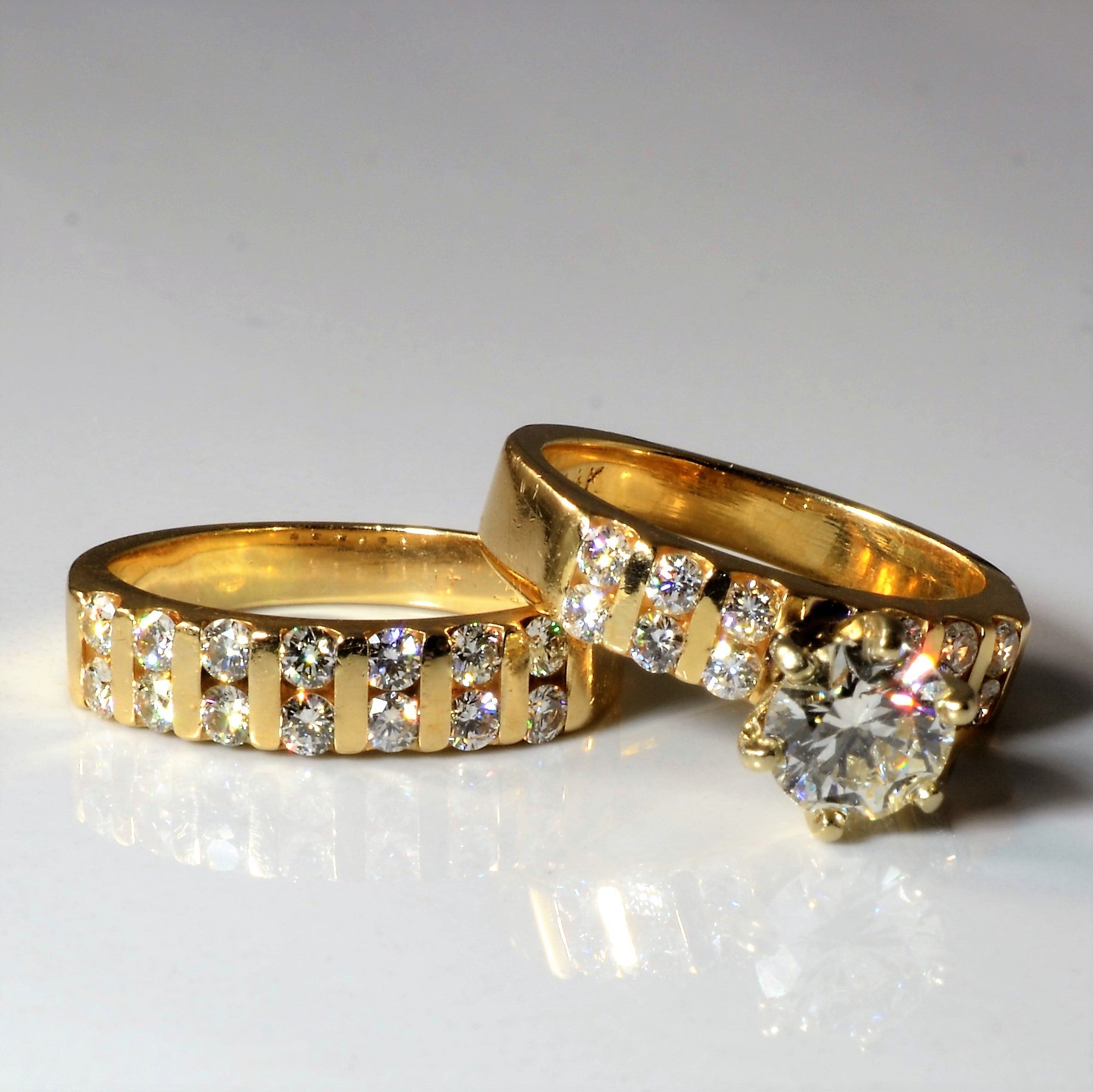 Vertical Channel Diamond Wedding Set | 1.70ctw | SZ 3.75 |