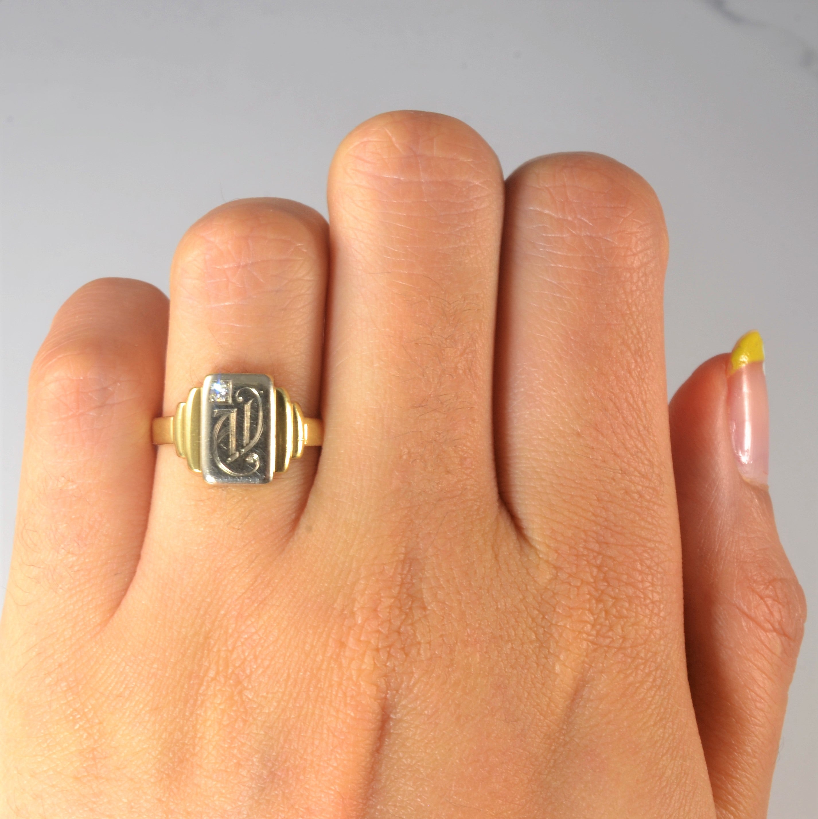 Initial 'AD' Diamond Signet Ring | 0.03ct | SZ 6 |