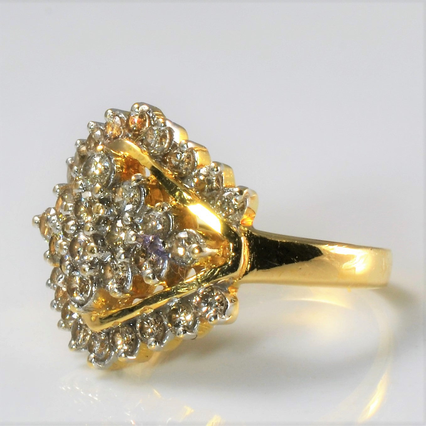 Diamond Cluster Shield Cocktail Ring | 1.37ctw | SZ 7 |