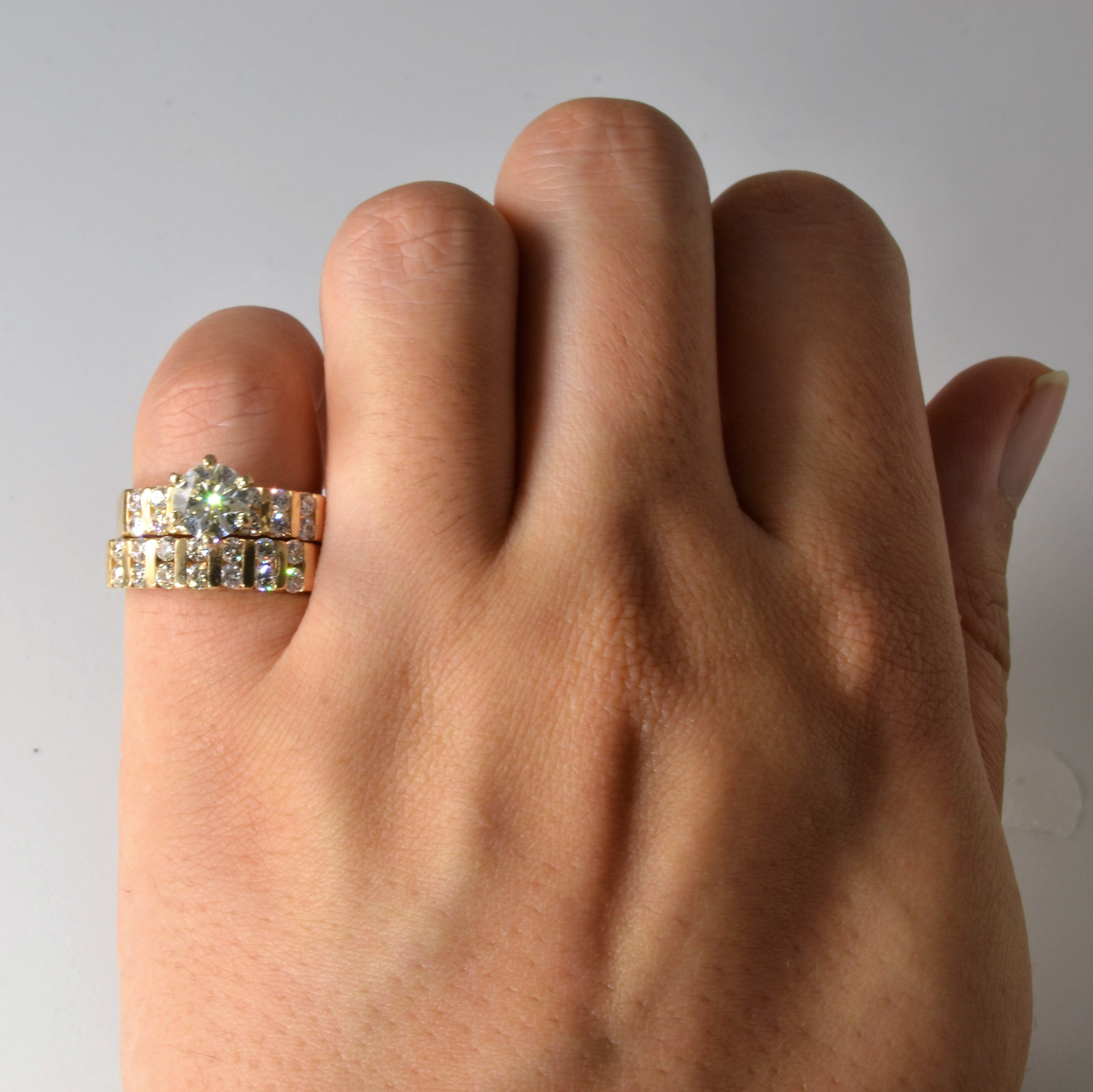 Vertical Channel Diamond Wedding Set | 1.70ctw | SZ 3.75 |