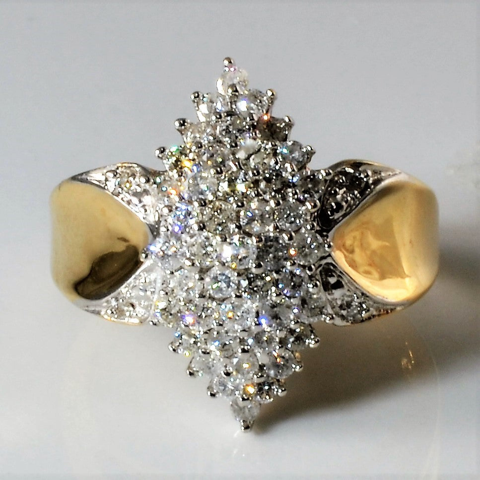 Diamond Cluster Navette Ring | 0.56ctw | SZ 6.75 |