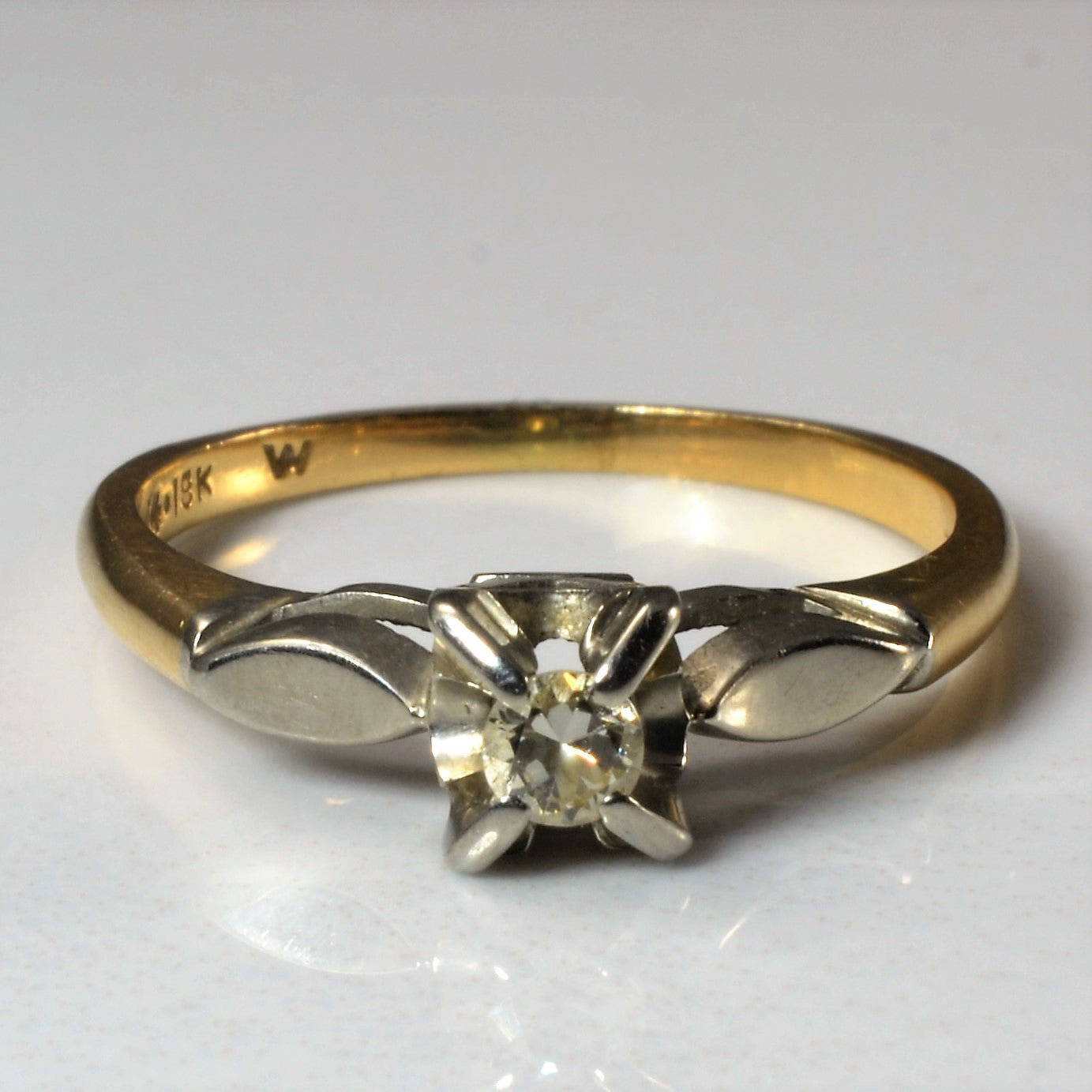 Bague bicolore en diamant ancien européen | 0,11 ct | Taille 6,5 |