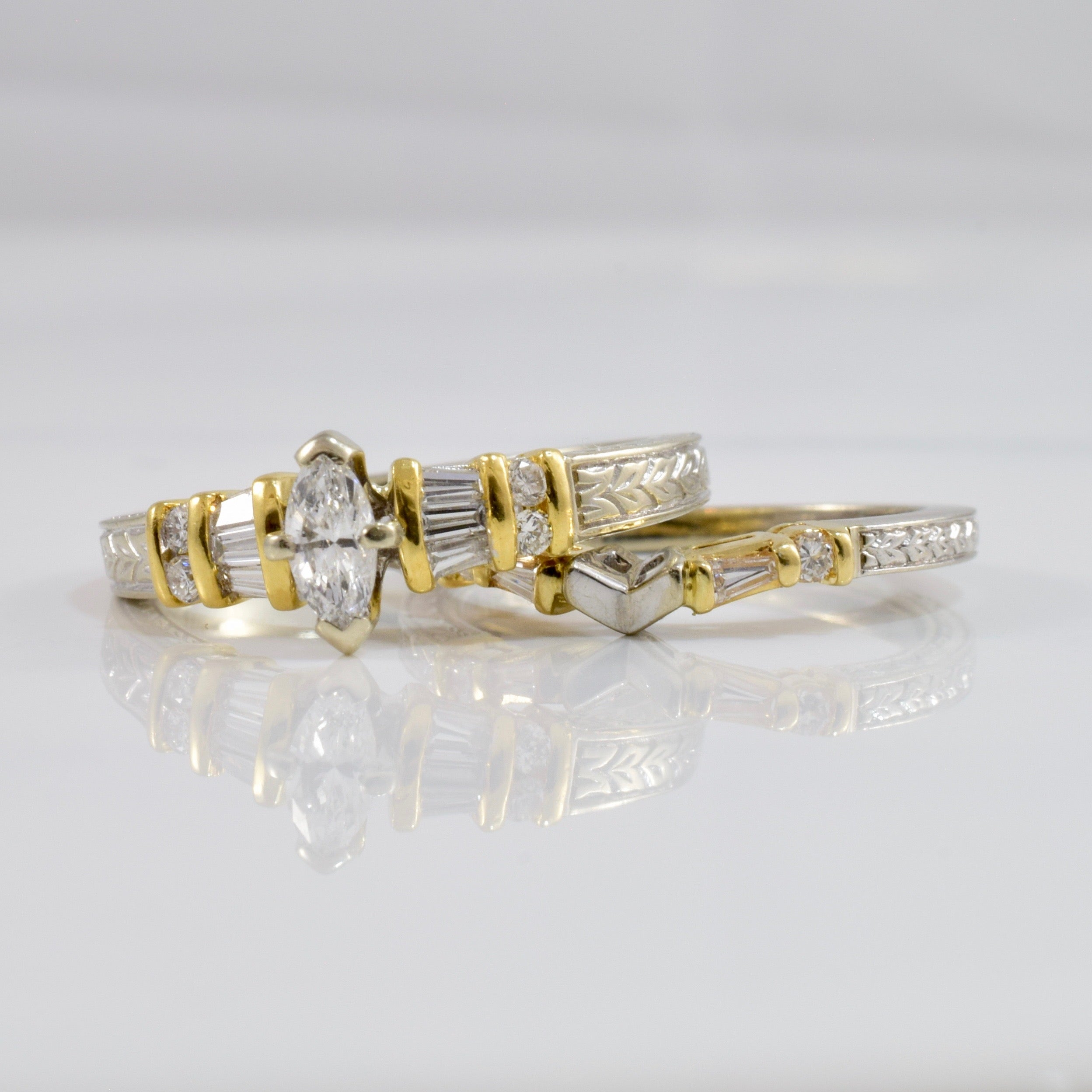 Diamond Engagement Ring and Wedding Band Set | 0.45 ctw SZ 7 |