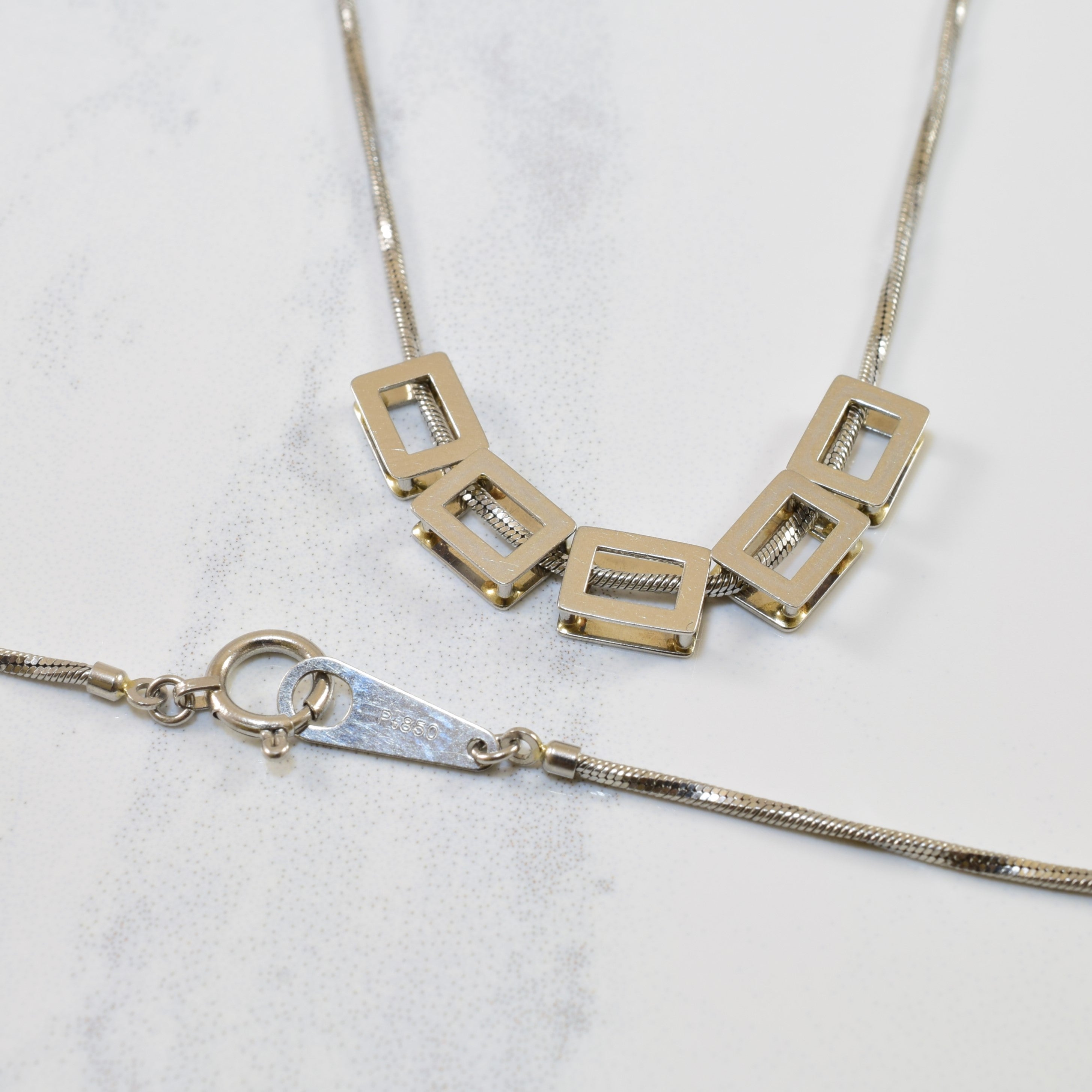 Platinum Open Box Necklace | 16" |
