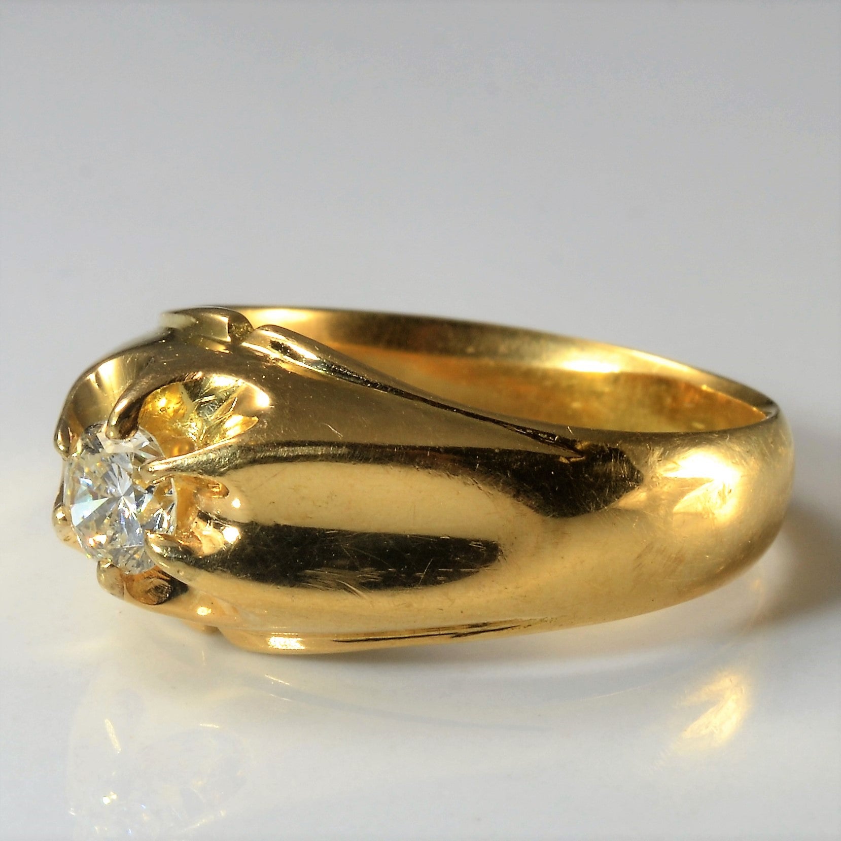 Belcher Set Solitaire Diamond Dome Ring | 0.52ct SI2 I/J | SZ 10.5 |