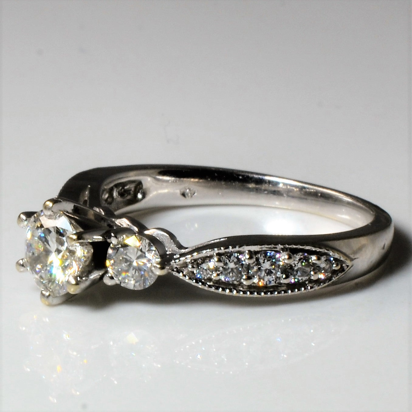 Three Stone Milgrain Detailed Engagement Ring | 1.03ctw | SZ 6.5 |
