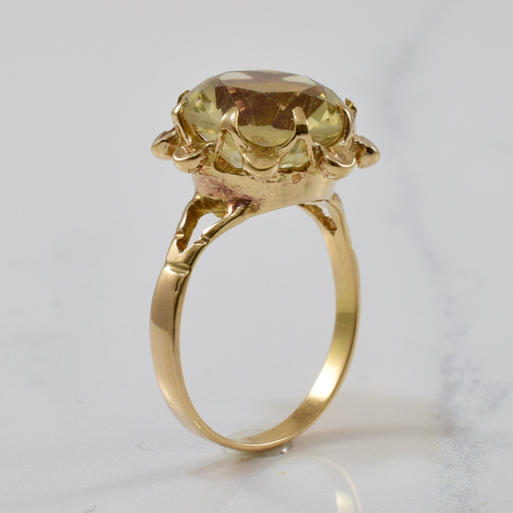 Retro Citrine Cocktail Ring | 6.40ct | SZ 8 |