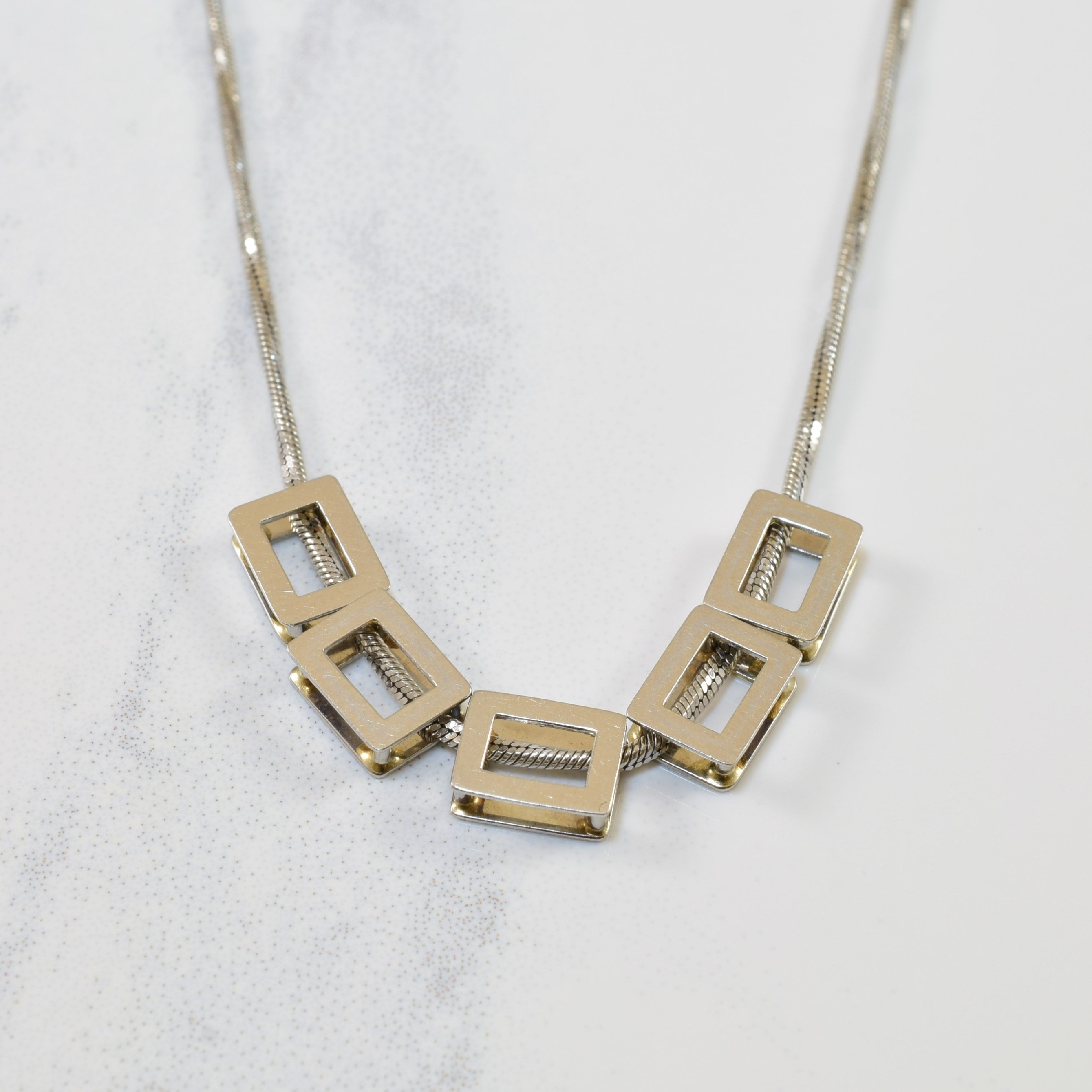 Platinum Open Box Necklace | 16" |