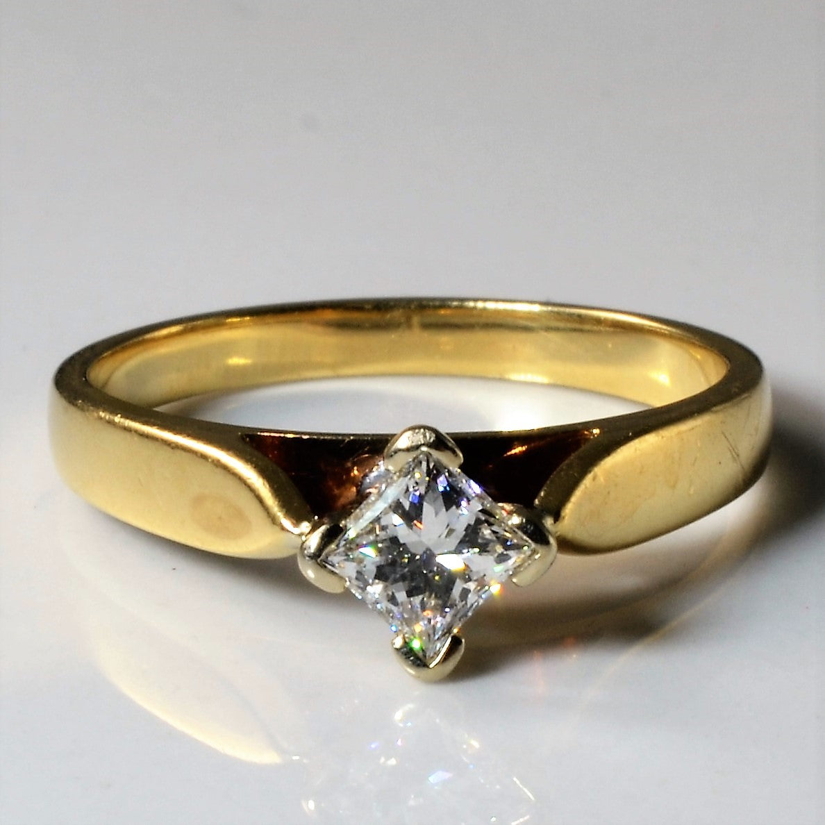 Offset Solitaire Princess Diamond Ring | 0.41ct | SZ 6.5 |