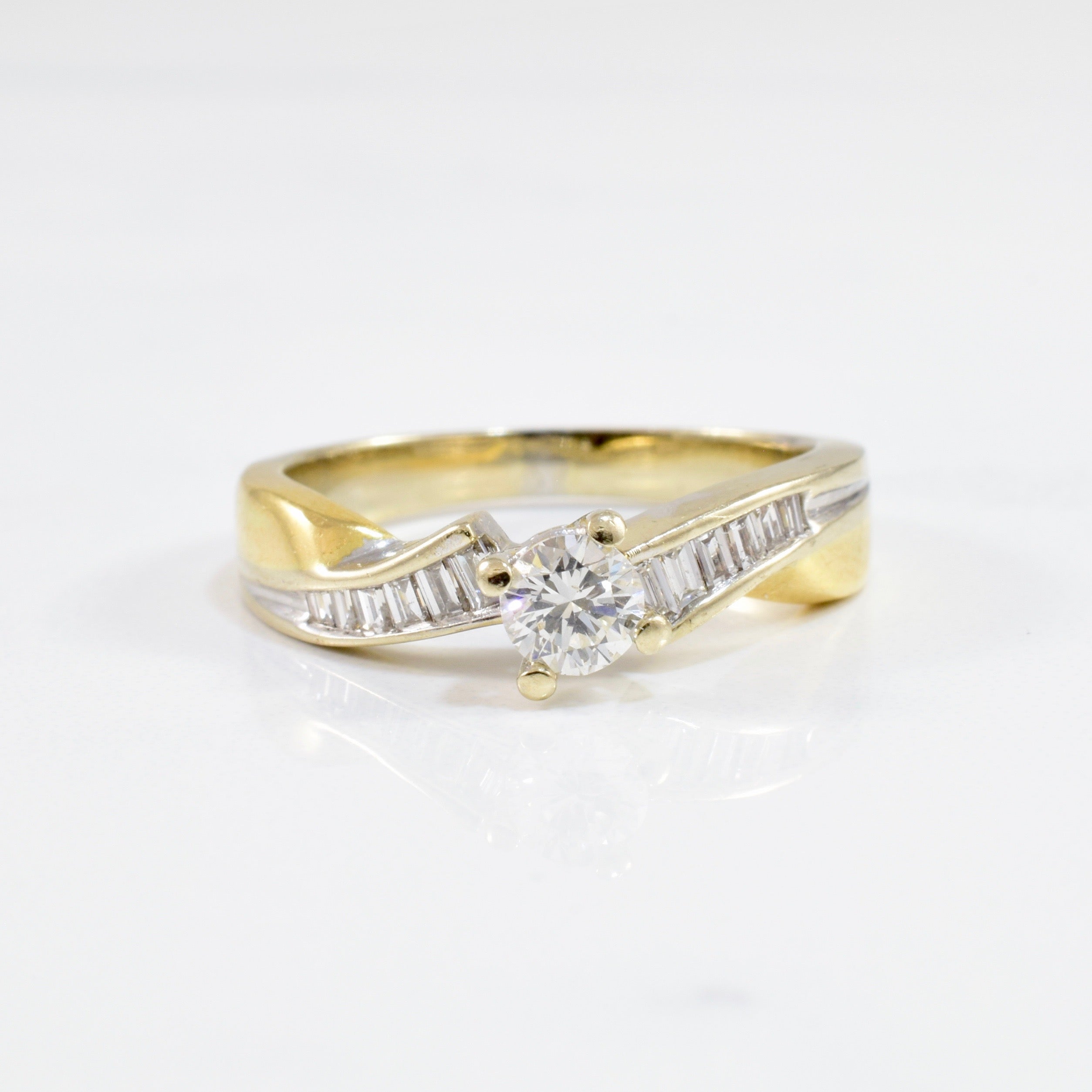 Baguette Diamond Detailed Engagement Ring | 0.50 ctw SZ 7.75 |