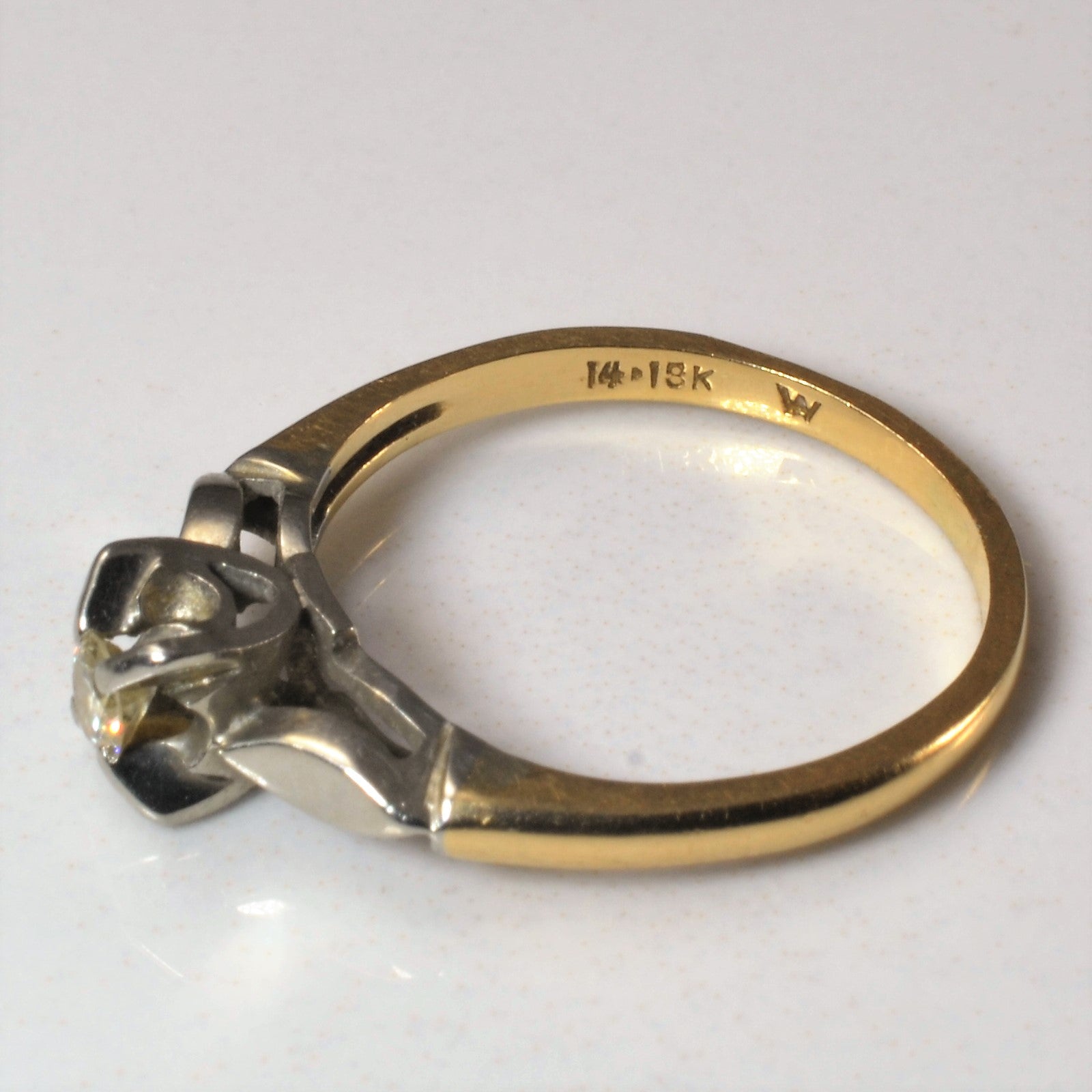 Bague bicolore en diamant ancien européen | 0,11 ct | Taille 6,5 |