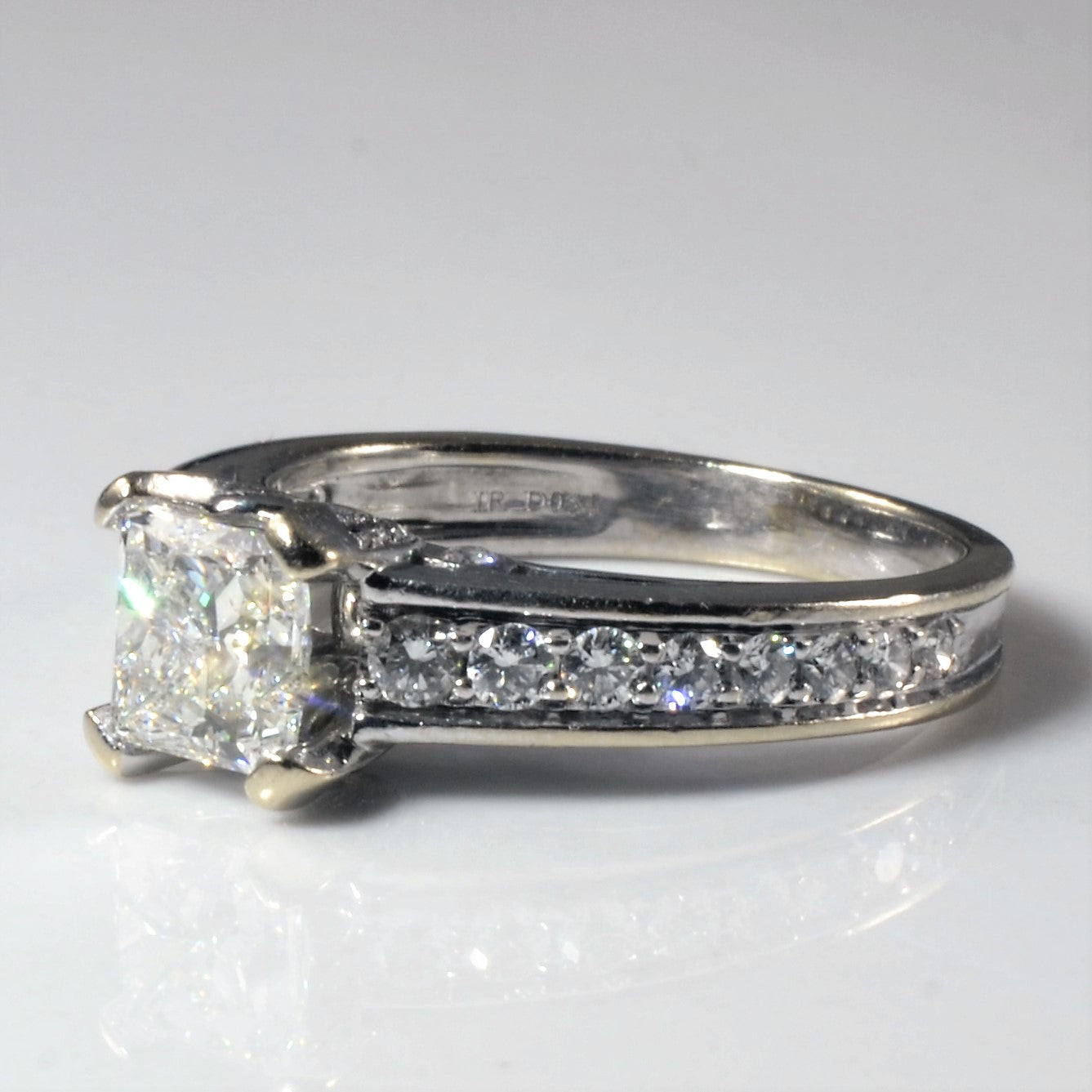 Princess Cut Diamond Accented Engagement Ring | 0.95ct SI2 G, 0.34ctw | SZ 5.5 |