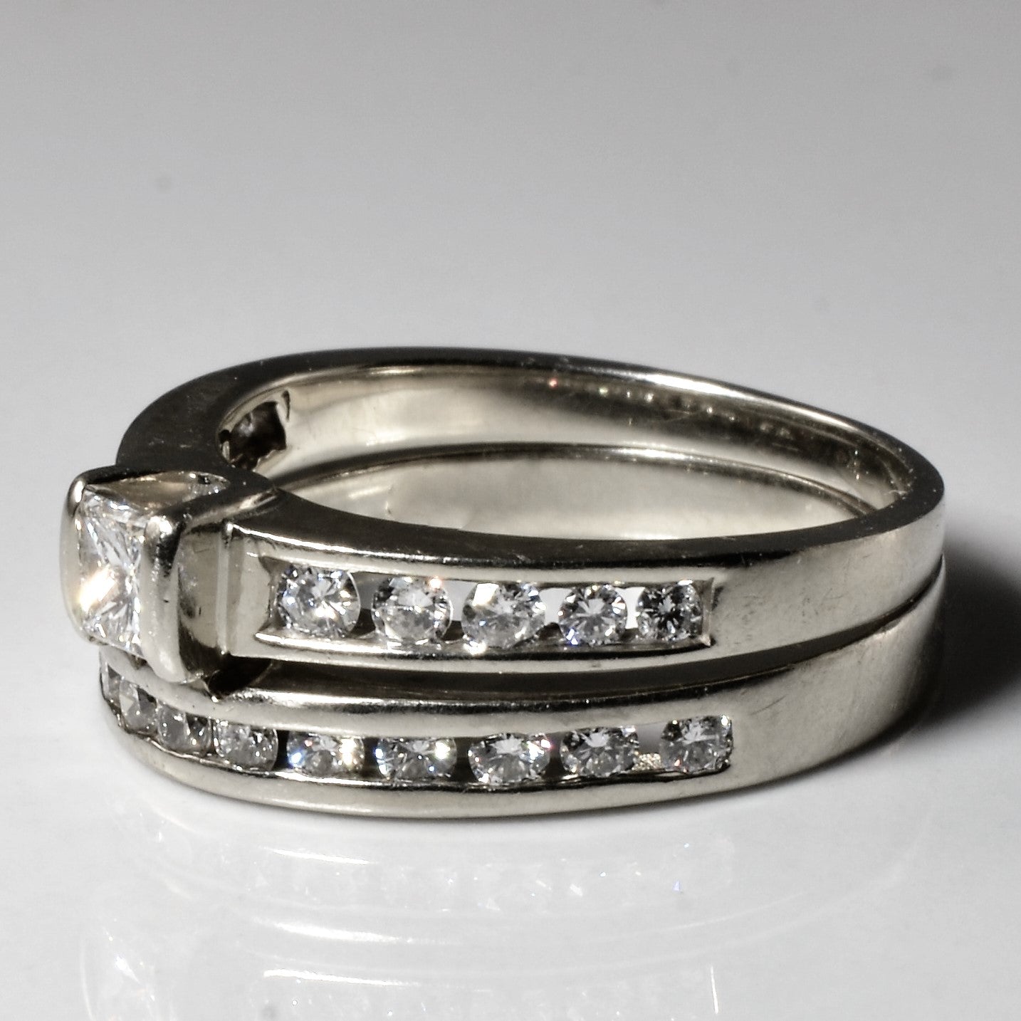 Channel Detailed Tension Diamond Wedding Set | 0.86ctw | SZ 6.75 |