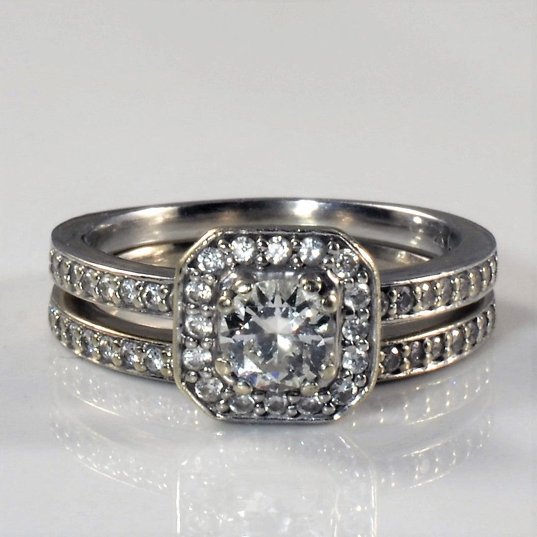 Halo Diamond Wedding Set | 0.66ctw | SZ 6 |
