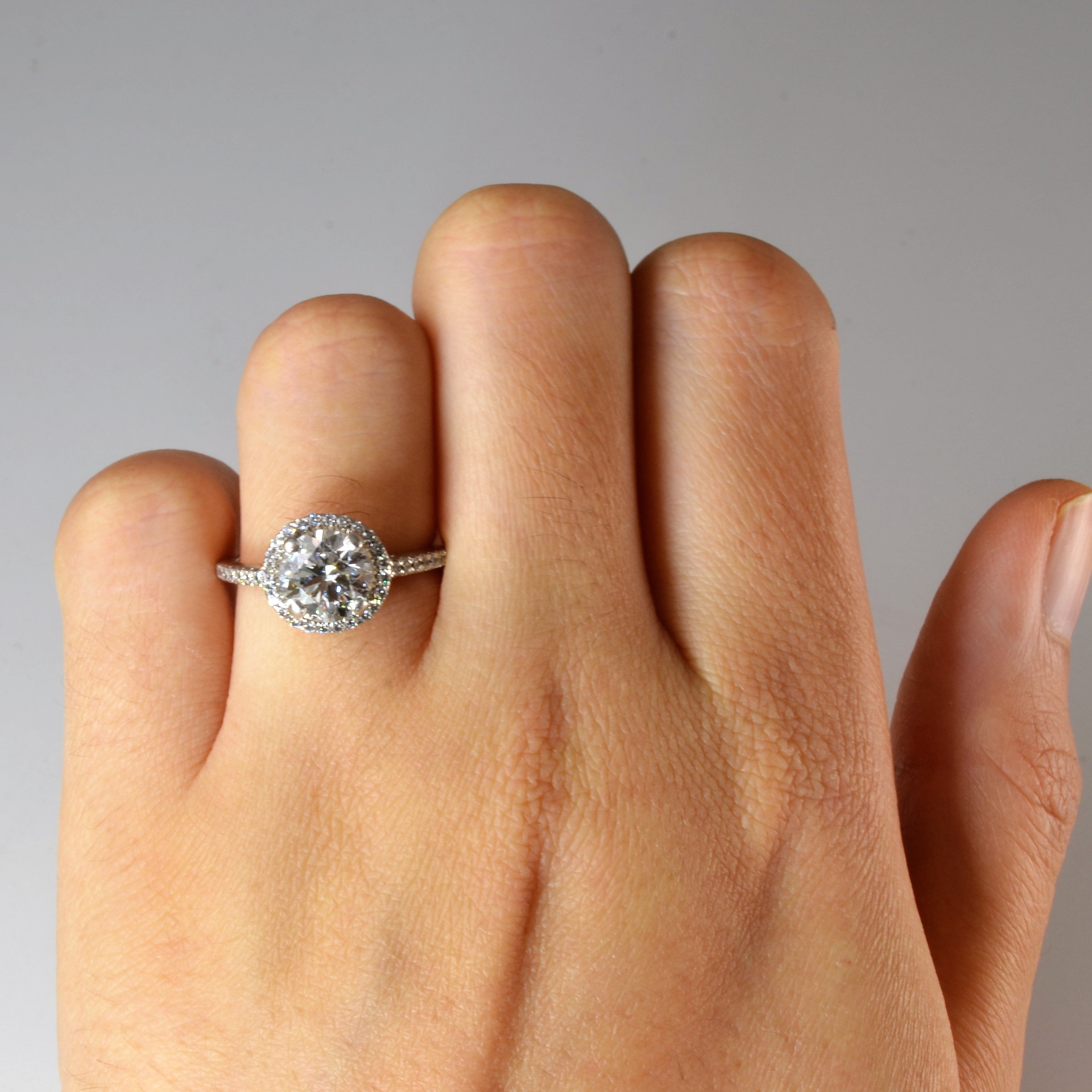 GIA Diamond Halo Engagement Ring | 1.71ct SI1 H Ex | 1.89ctw | SZ 5.25 |