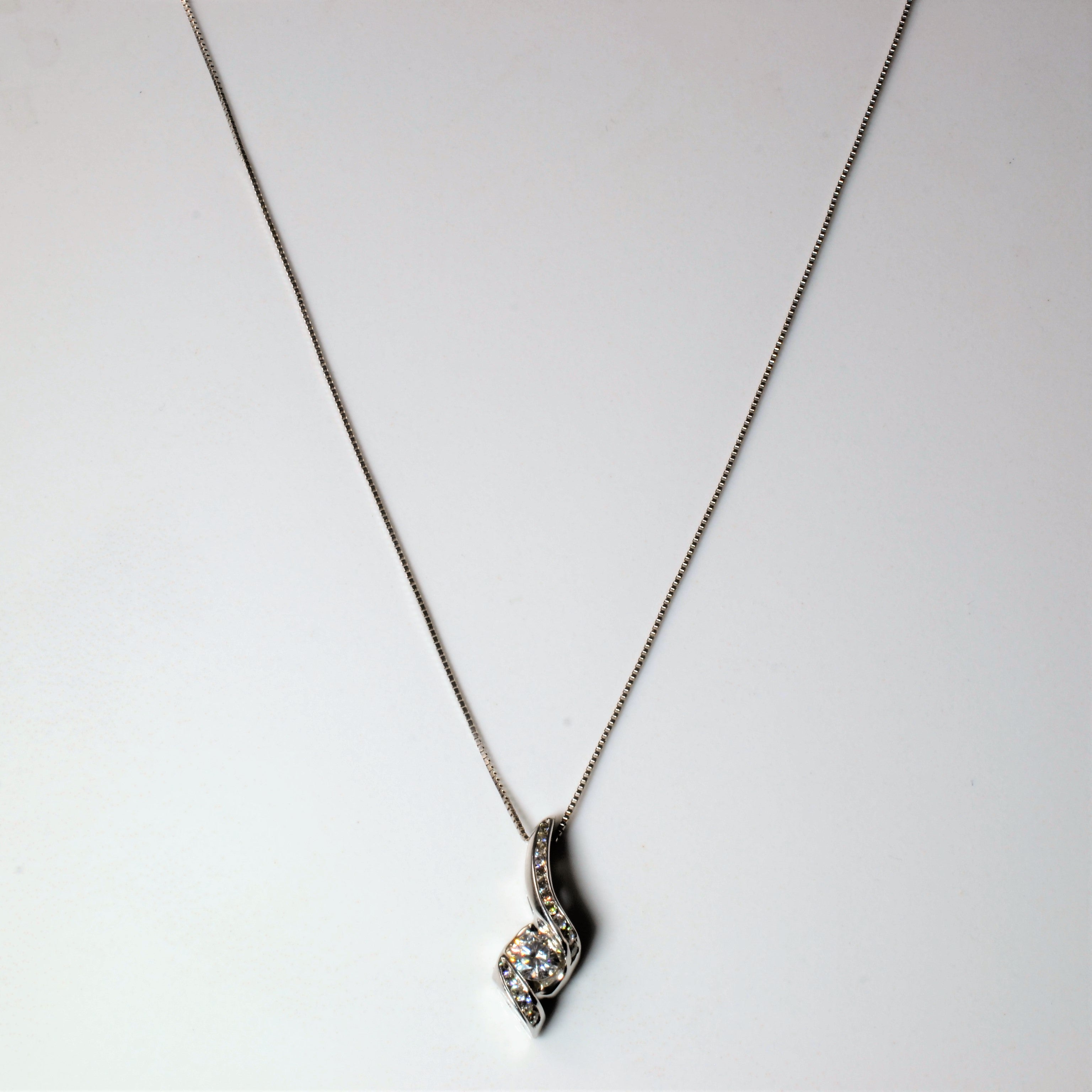 Channel Set Diamond Drop Necklace | 0.40ctw | 18" |