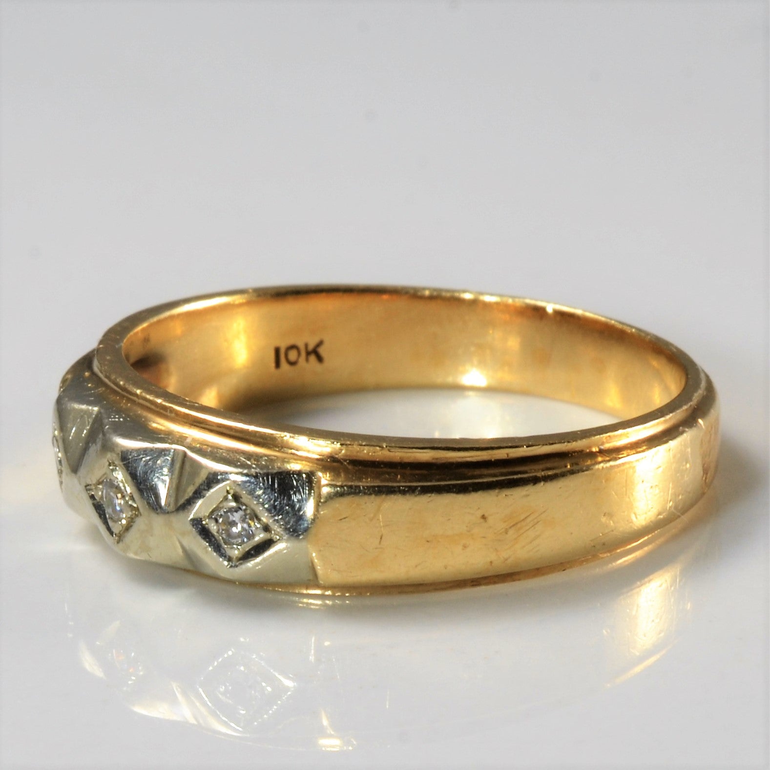 Geometrical Three Stone Diamond Ring | 0.03ctw | SZ 9.5 |