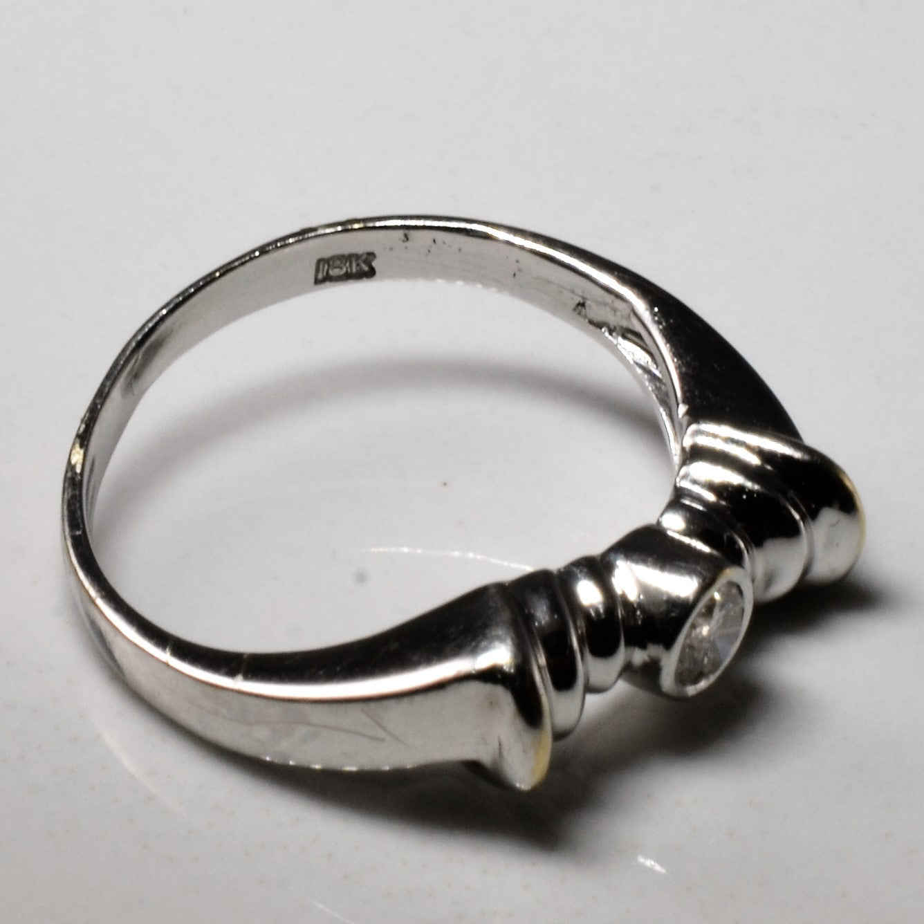 Bezel Set Diamond Wave Ring | 0.12ct | SZ 4.5 |