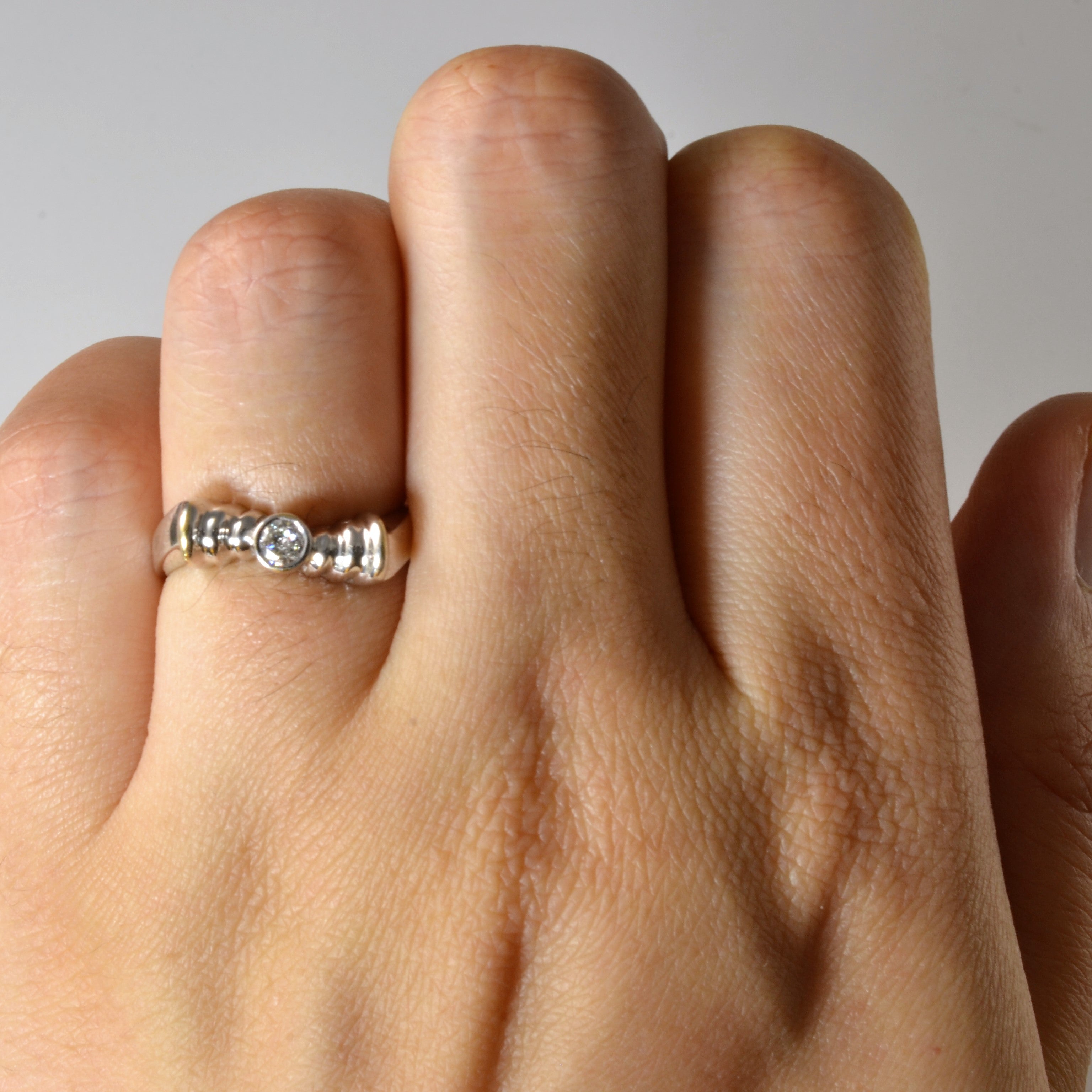 Bezel Set Diamond Wave Ring | 0.12ct | SZ 4.5 |