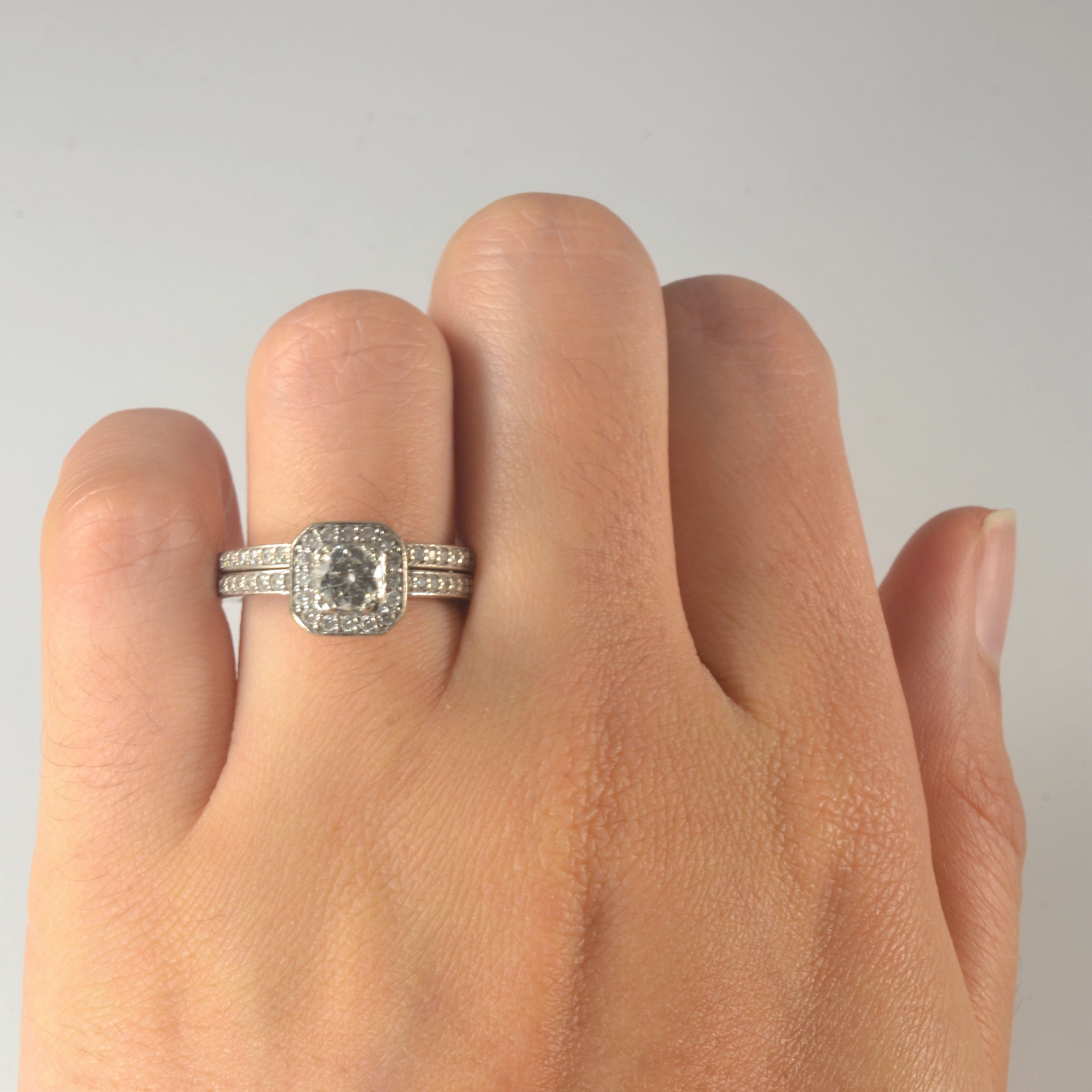 Halo Diamond Wedding Set | 0.66ctw | SZ 6 |
