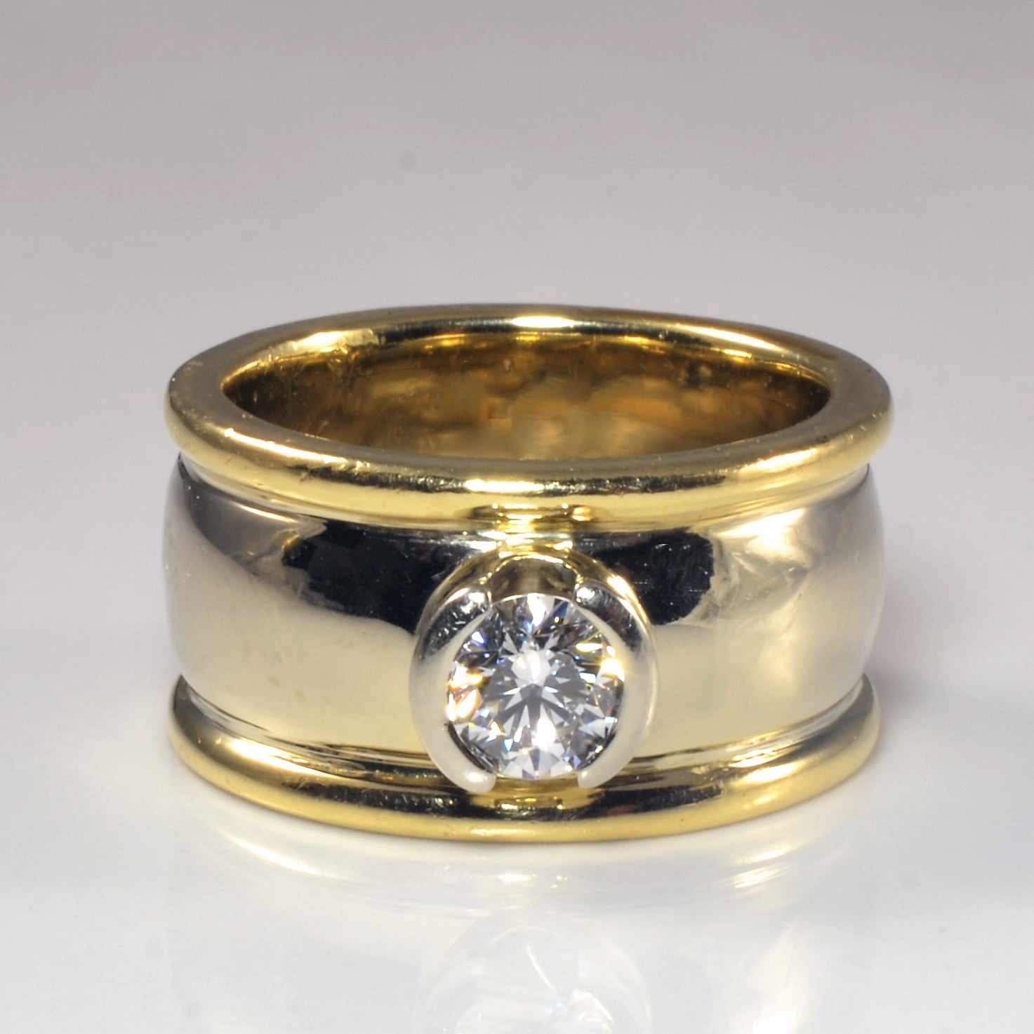 Bague bicolore sertie de diamants semi-clos | 0,51 ct | Taille 6,75 |
