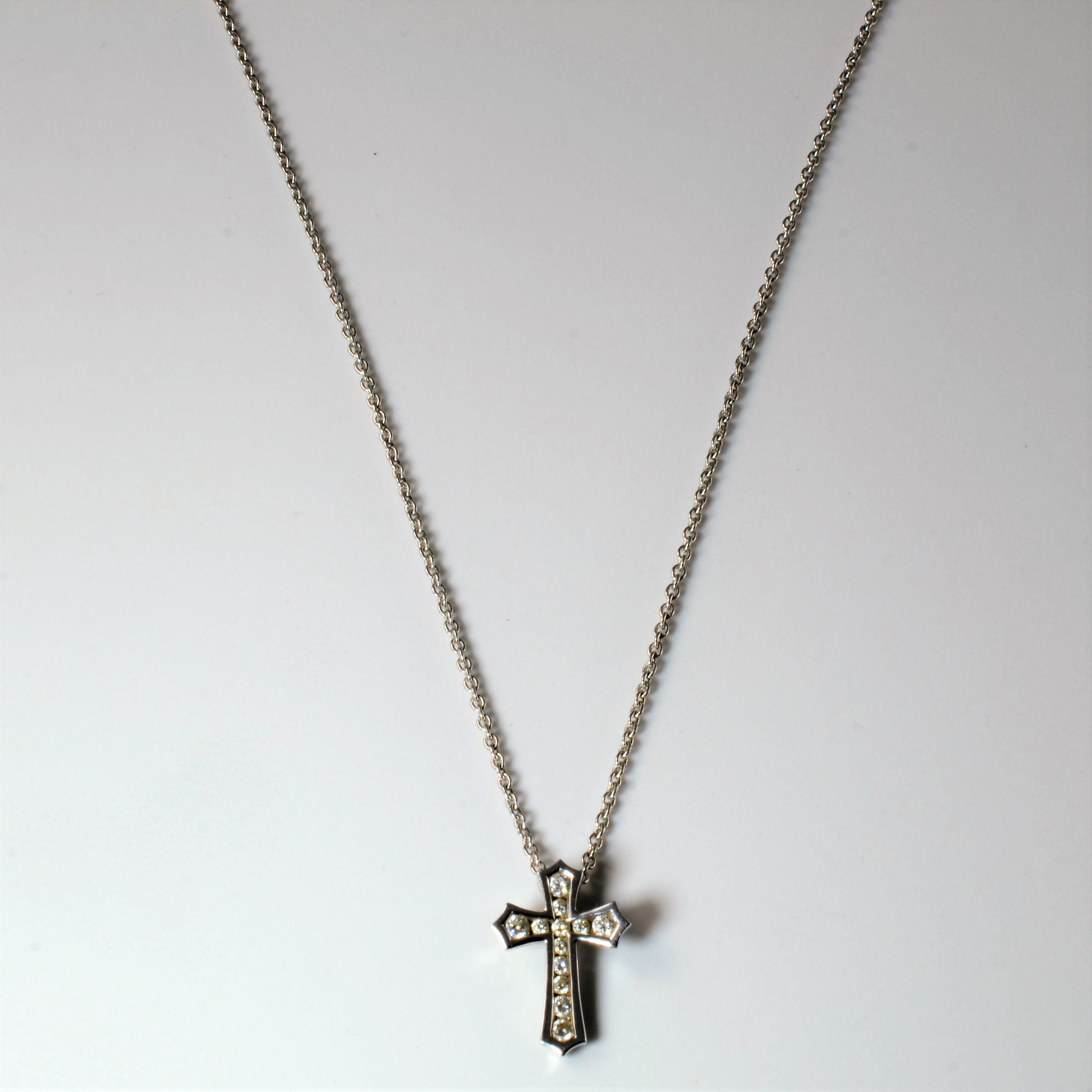 Channel Set Diamond Cross Necklace | 0.17ctw | 20" |