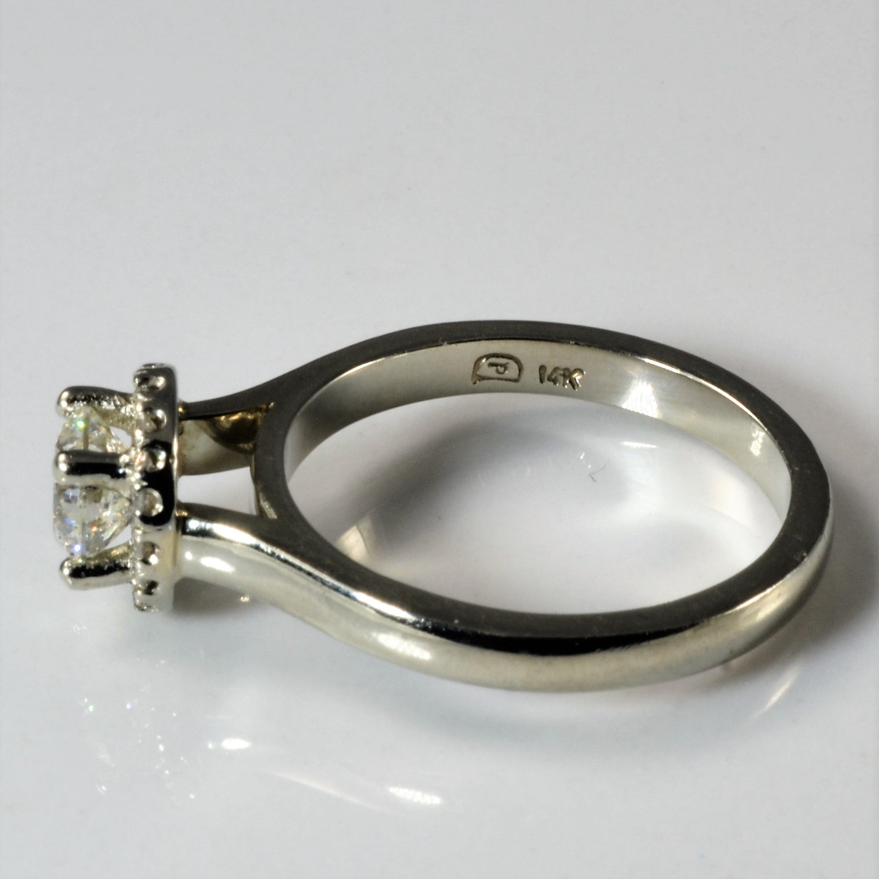 14k White Gold Diamond Halo Engagement Ring | 0.76ctw SI1 I | SZ 6.5 |