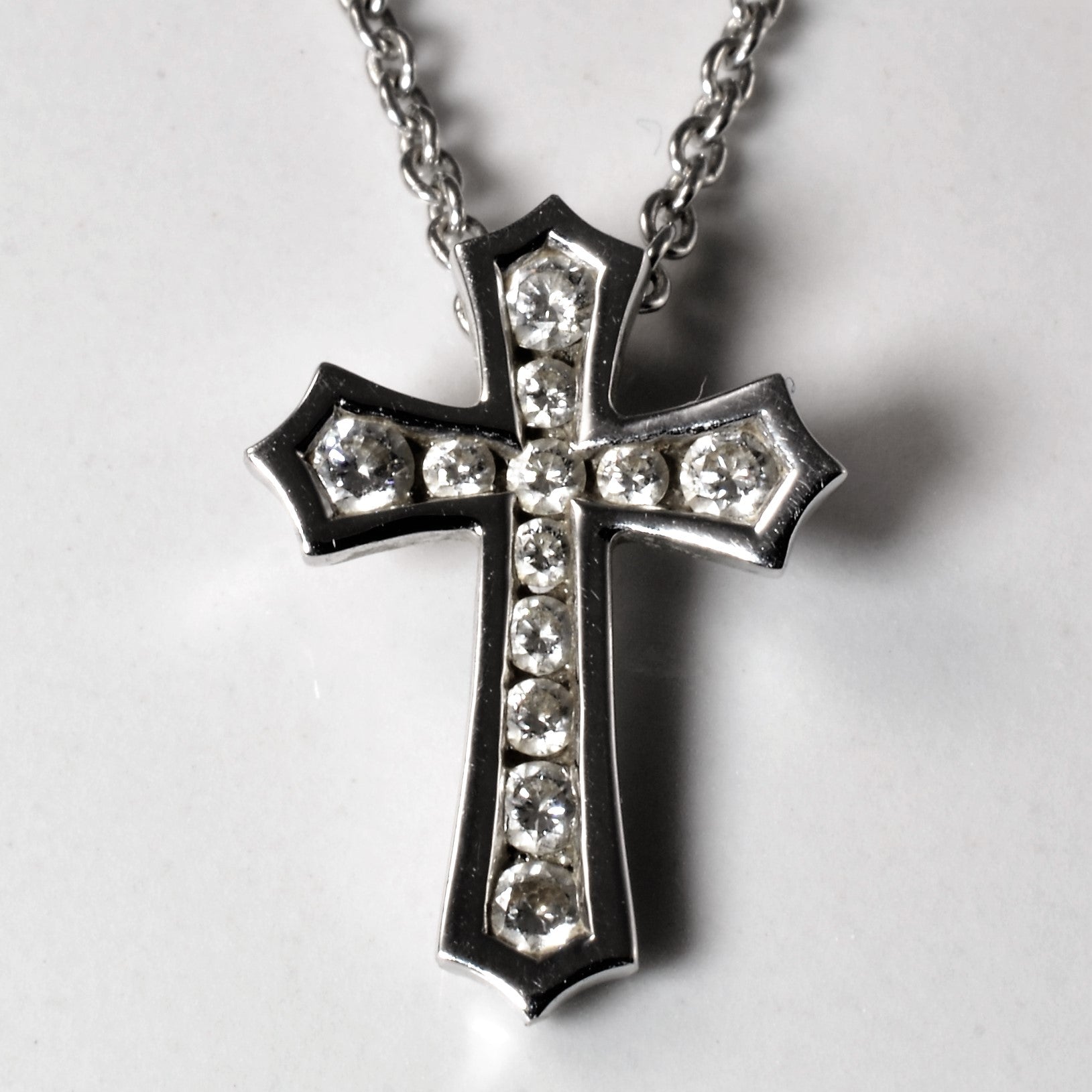 Channel Set Diamond Cross Necklace | 0.17ctw | 20" |