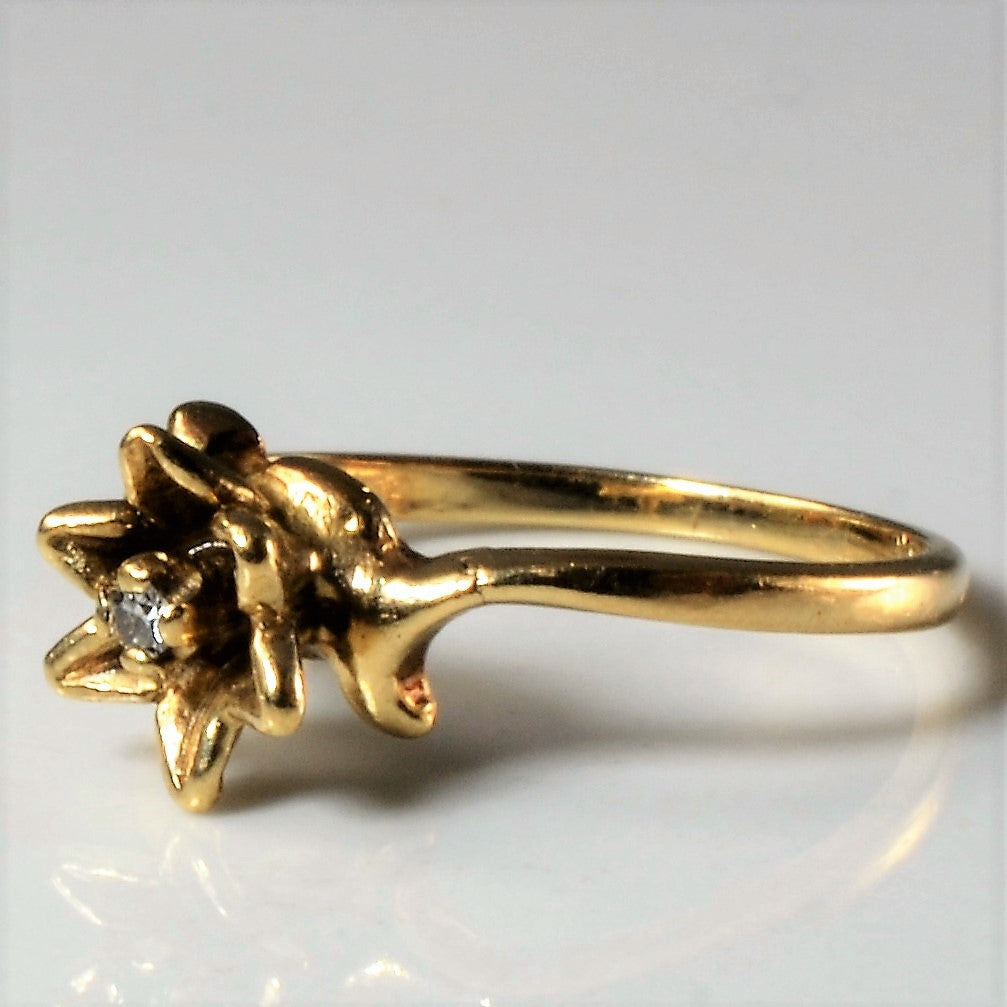 Yellow Gold Diamond Flower Ring | 0.02ct | SZ 4 |
