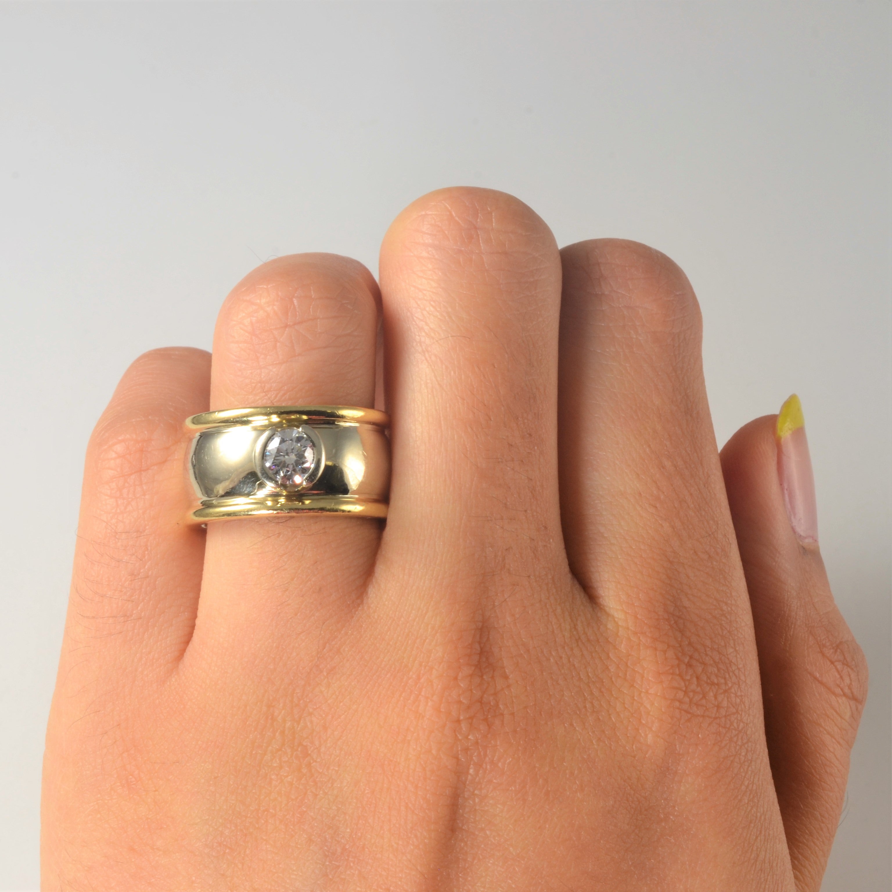 Bague bicolore sertie de diamants semi-clos | 0,51 ct | Taille 6,75 |
