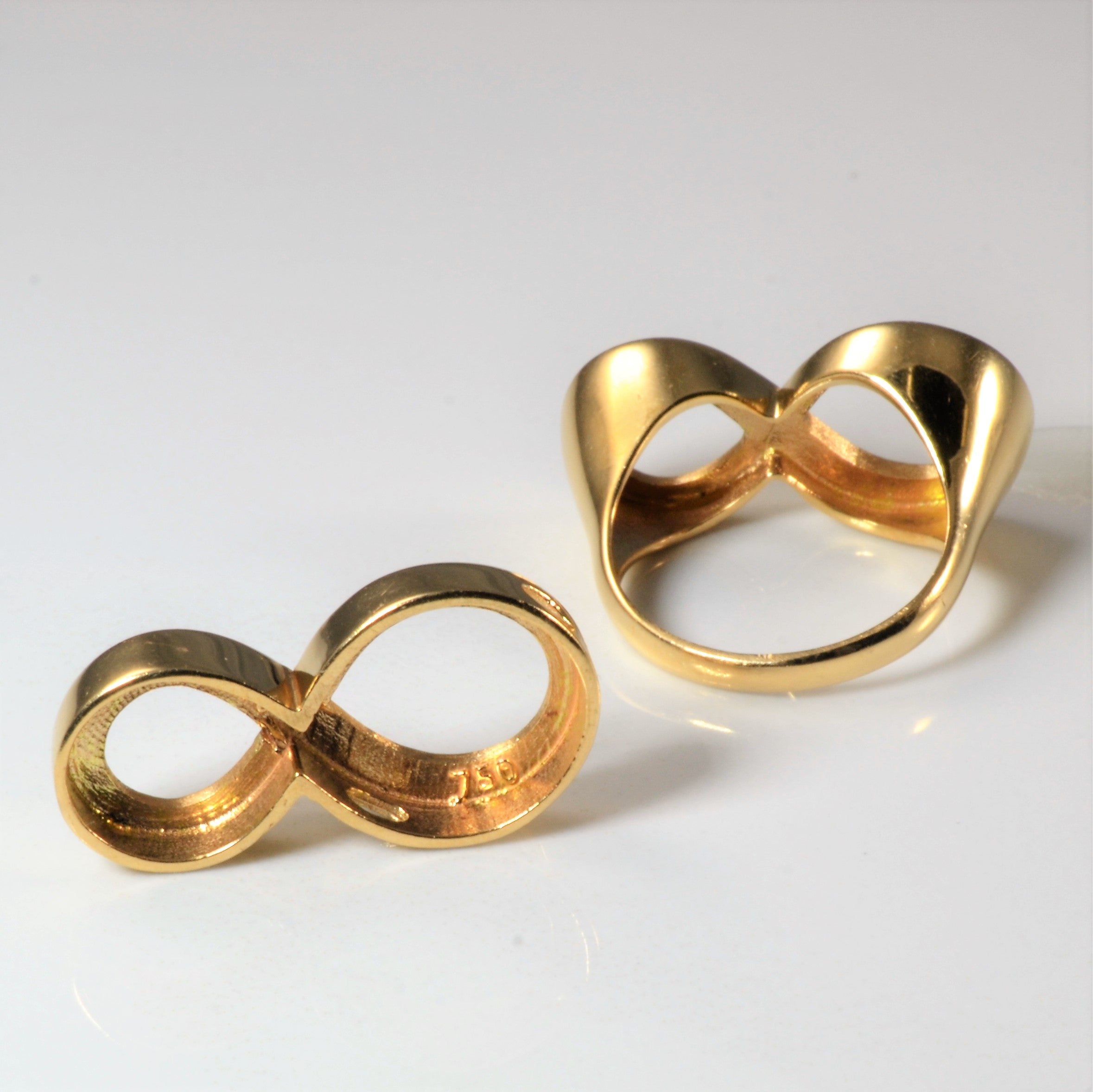Yellow Gold Infinity Ring & Pendant Set | SZ 7.25|
