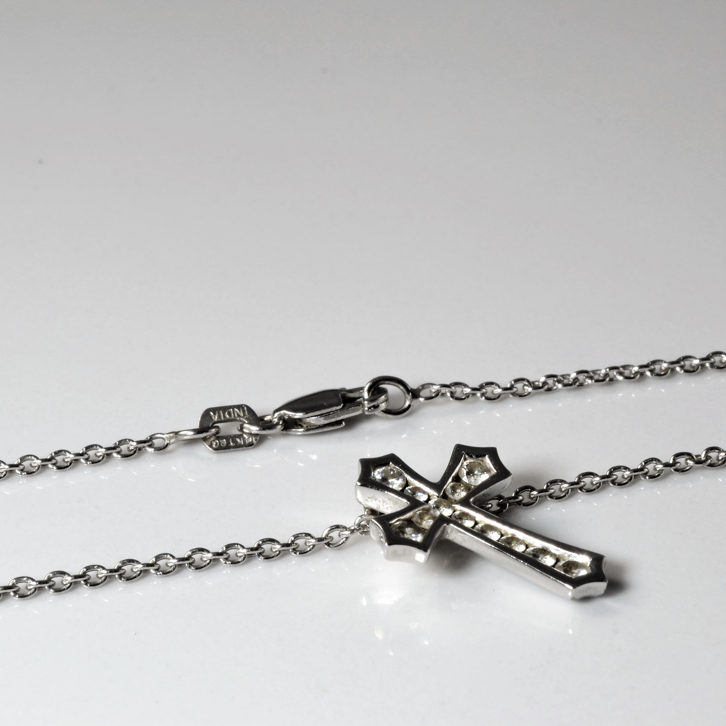 Channel Set Diamond Cross Necklace | 0.17ctw | 20" |