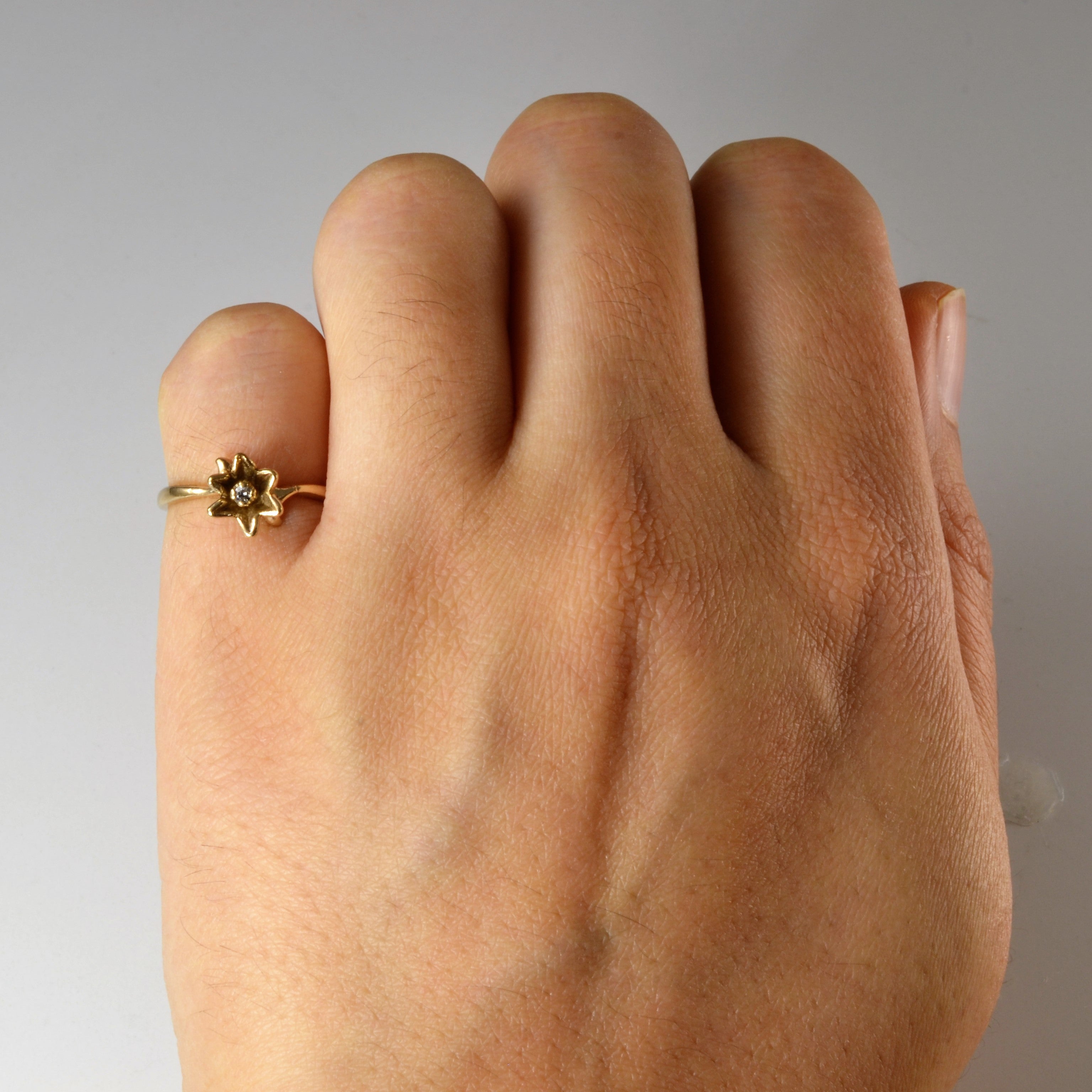 Yellow Gold Diamond Flower Ring | 0.02ct | SZ 4 |