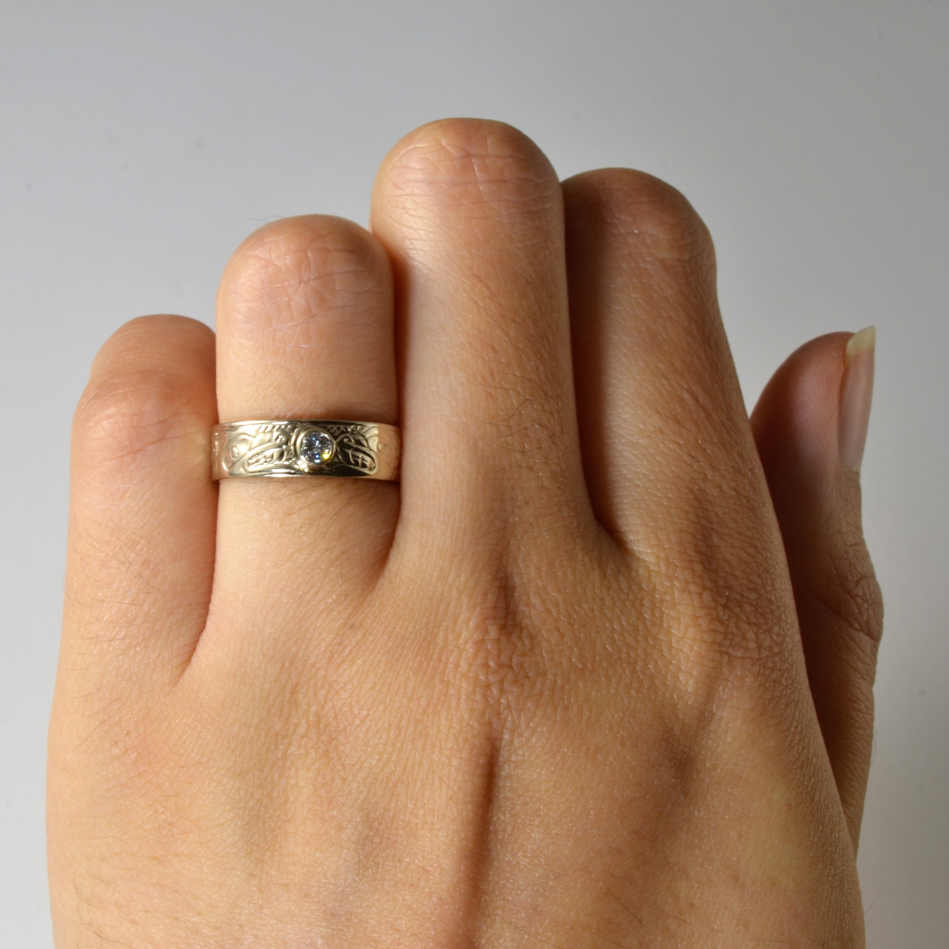 Bague indigène sertie de diamants | 0,07 ct | Taille 5,25 |