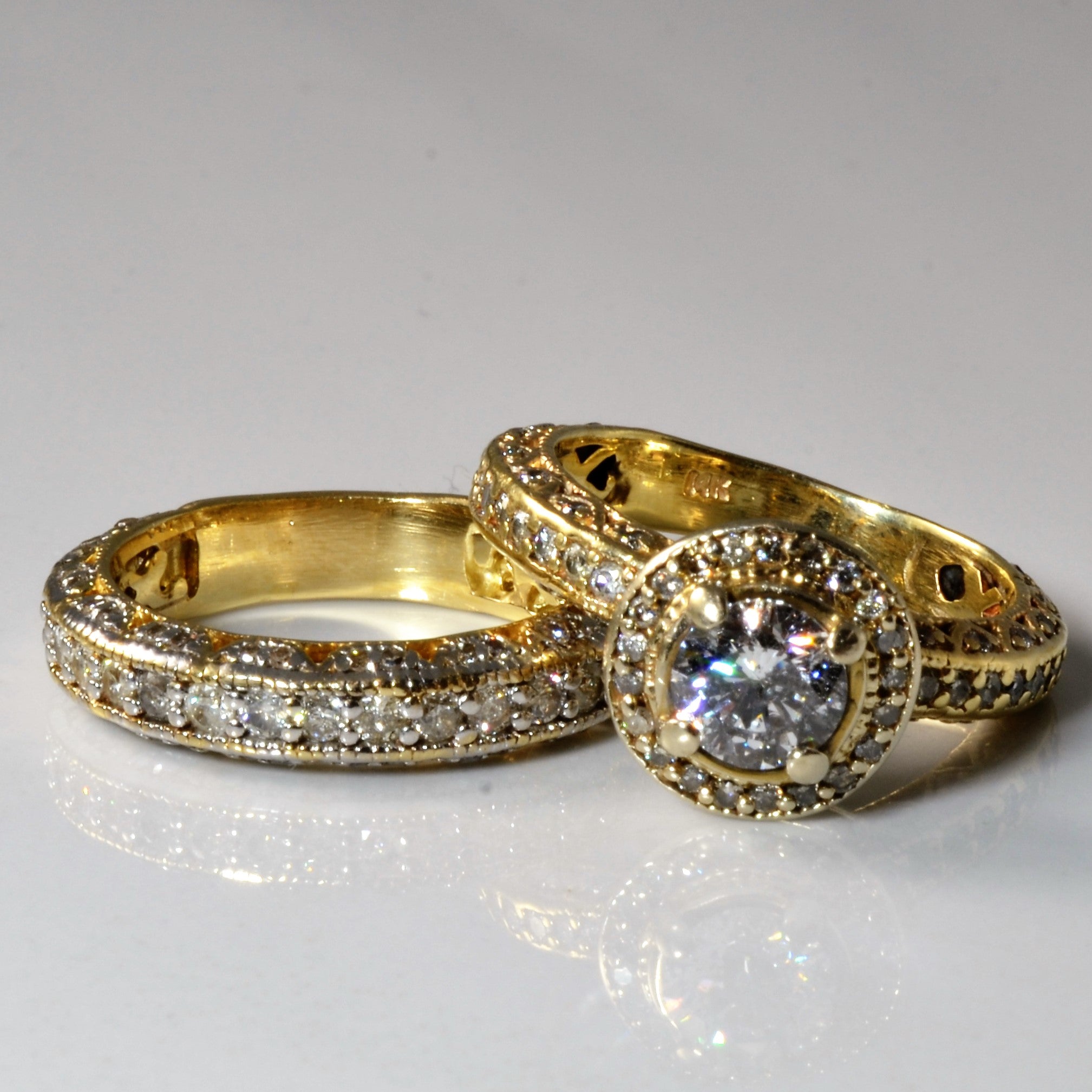 Ornate Halo Diamond Wedding Set | 2.59ctw | SZ 7.75 |