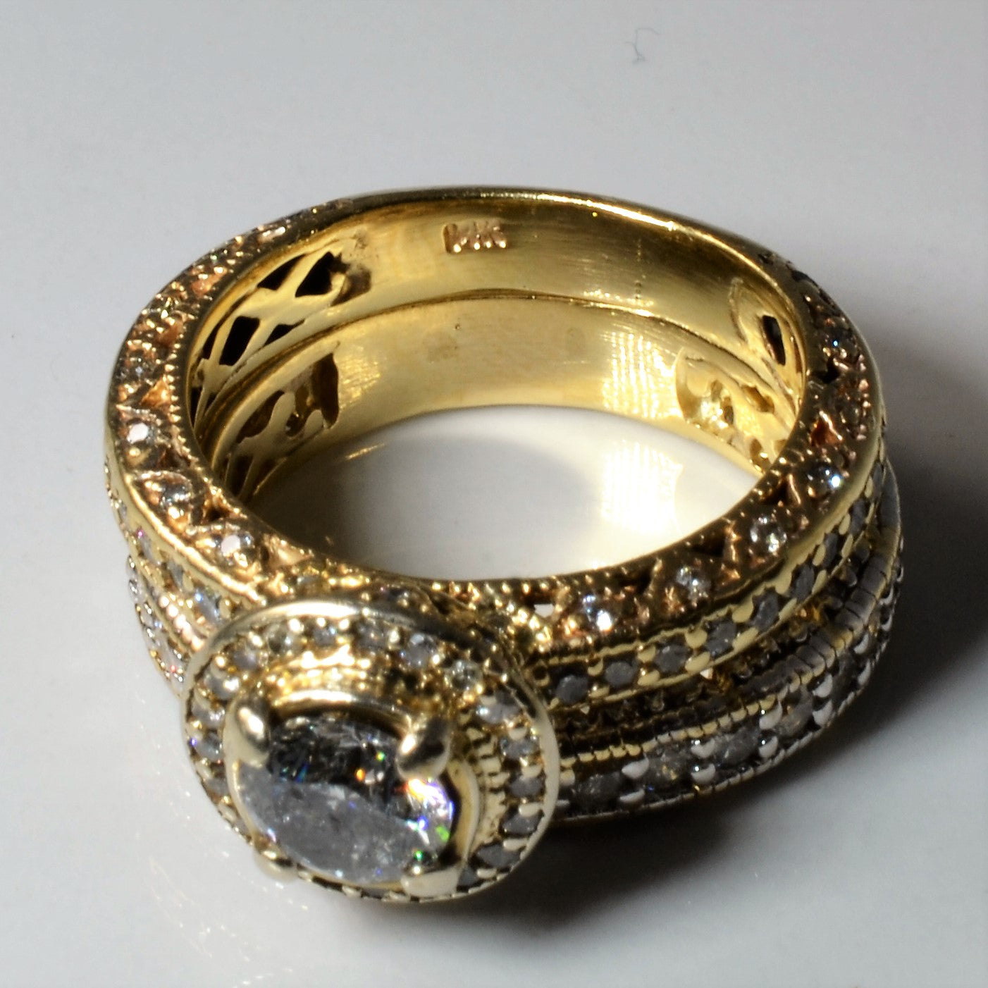 Ornate Halo Diamond Wedding Set | 2.59ctw | SZ 7.75 |