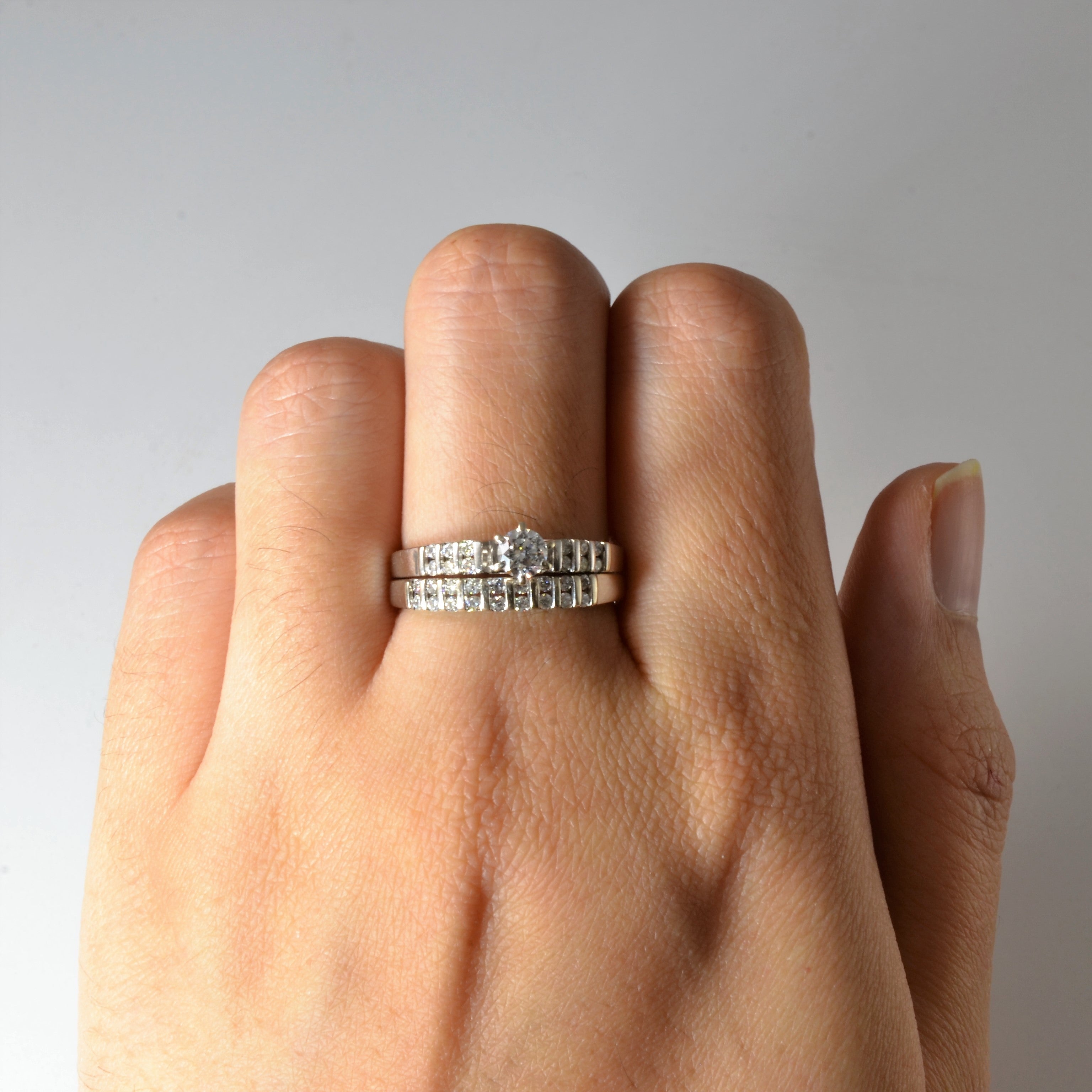 Ensemble de mariage en diamants sertis en canal vertical | 0,56 ct au total | Taille 8 |