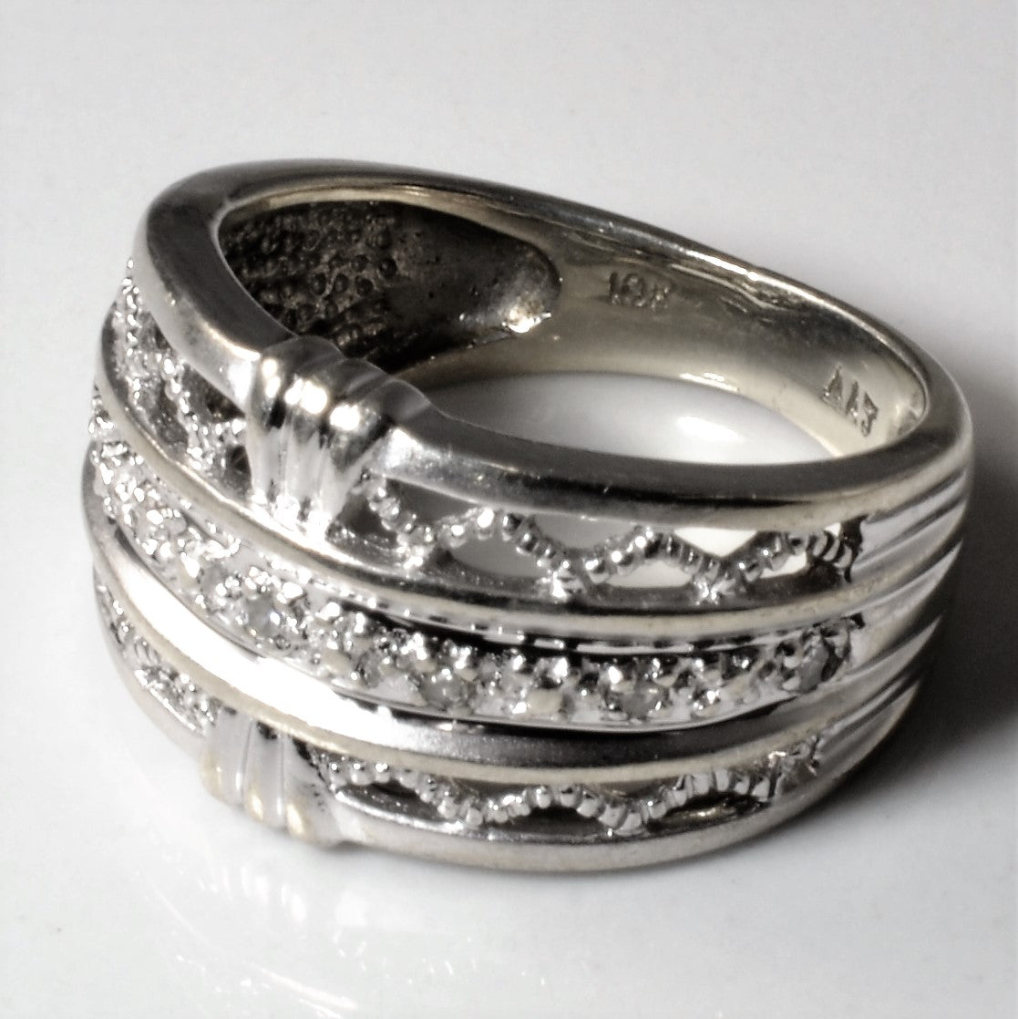 Ornate White Gold Diamond Ring | 0.05ctw | SZ 4.75 |
