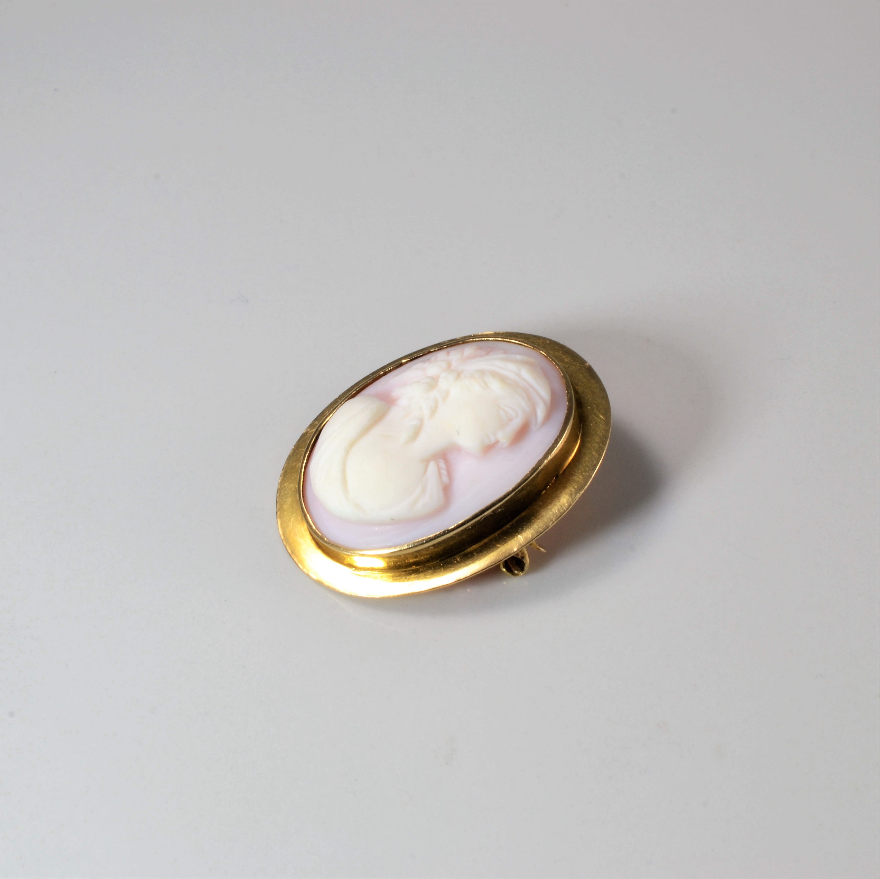 Convertible Bezel Set Shell Cameo Pendant/Brooch