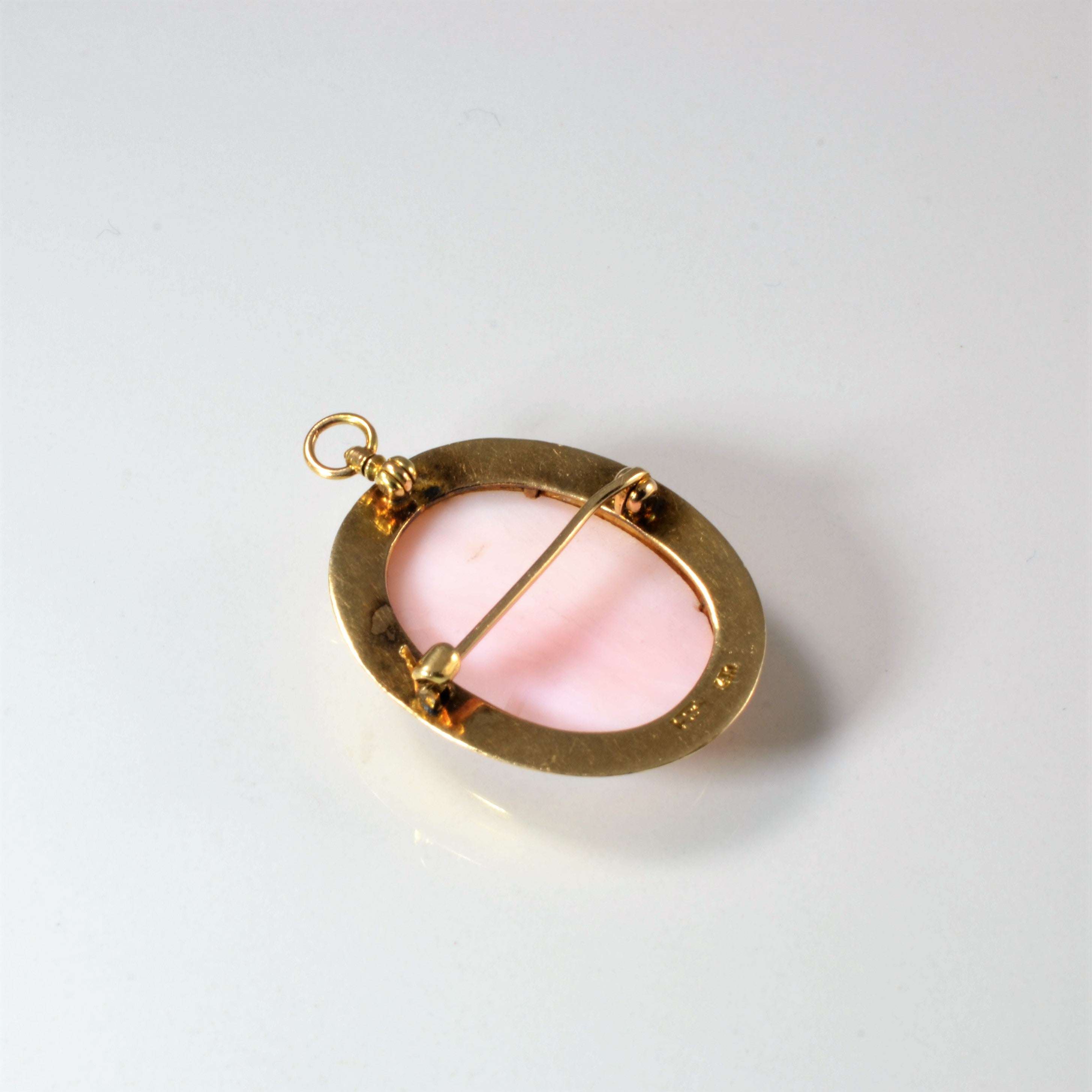 Convertible Bezel Set Shell Cameo Pendant/Brooch