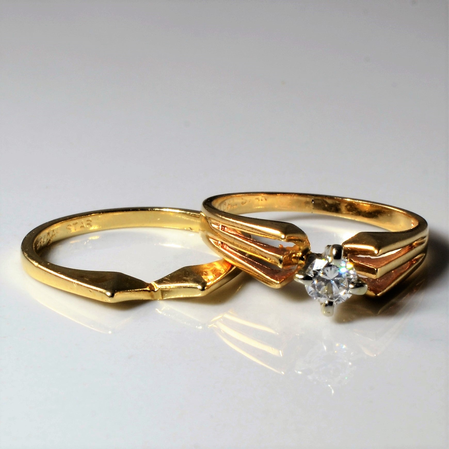 Split Shank Solitaire Diamond Wedding Set | 0.18ct | SZ 5 |
