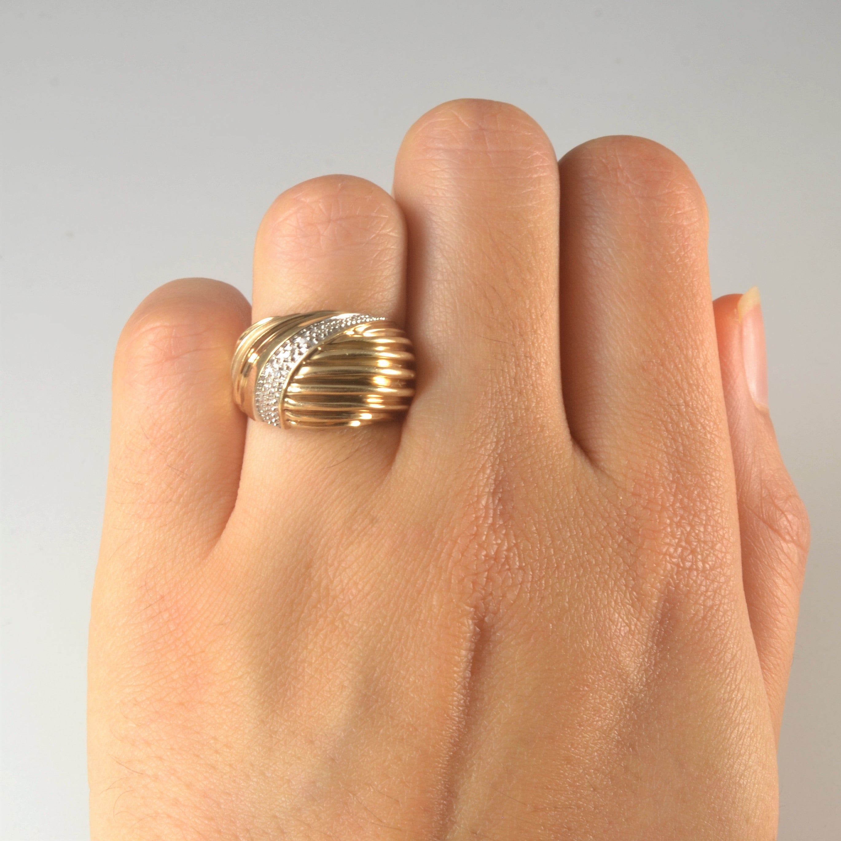 Textured Diamond Dome Ring | 0.015ctw | SZ 5 |
