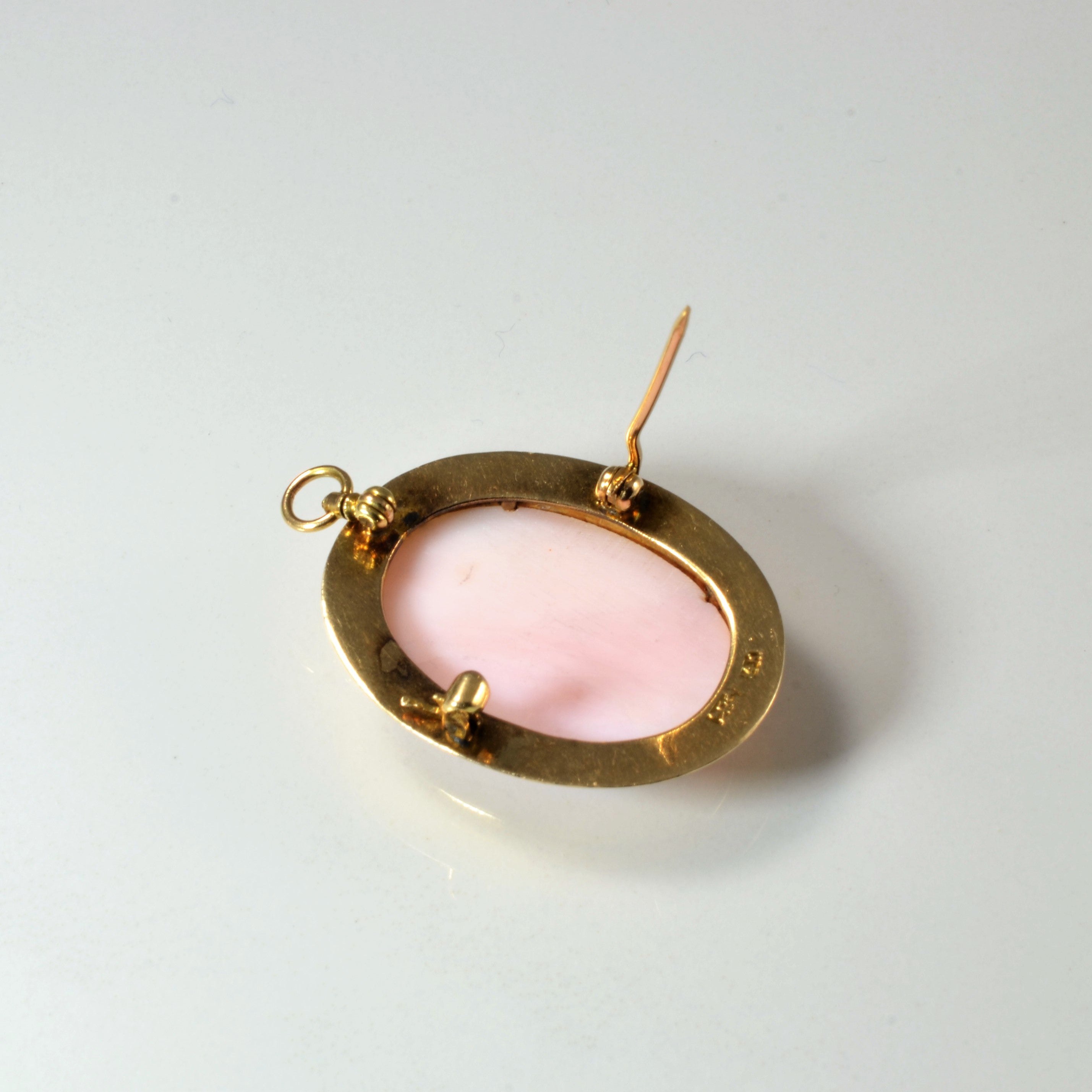 Convertible Bezel Set Shell Cameo Pendant/Brooch